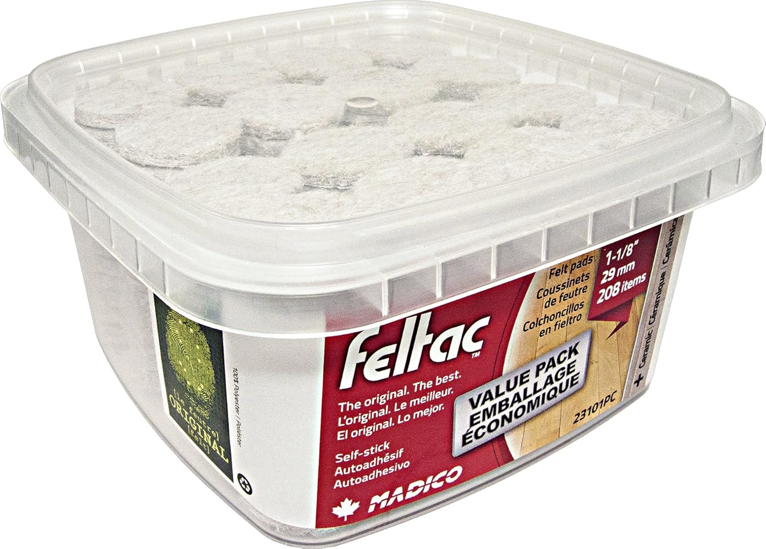 Madico Eco Feltac round Felt Pads 208-Pack, 29 Mm Size, Beige image number 1