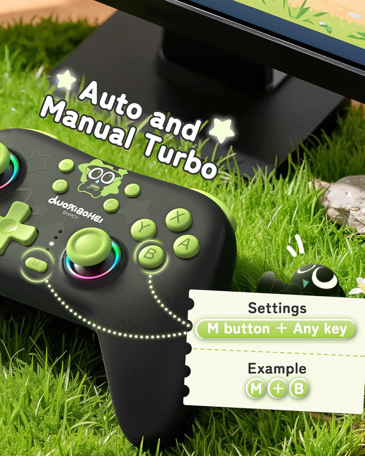 Geekshare Game Controller for Switch 2/Switch/Pc/Ios/Android, Wireless Bluetooth & Wired, 1000Mah Battery, 6-Axis Gyro, Dual Vibration, RGB Light - the HEI Series