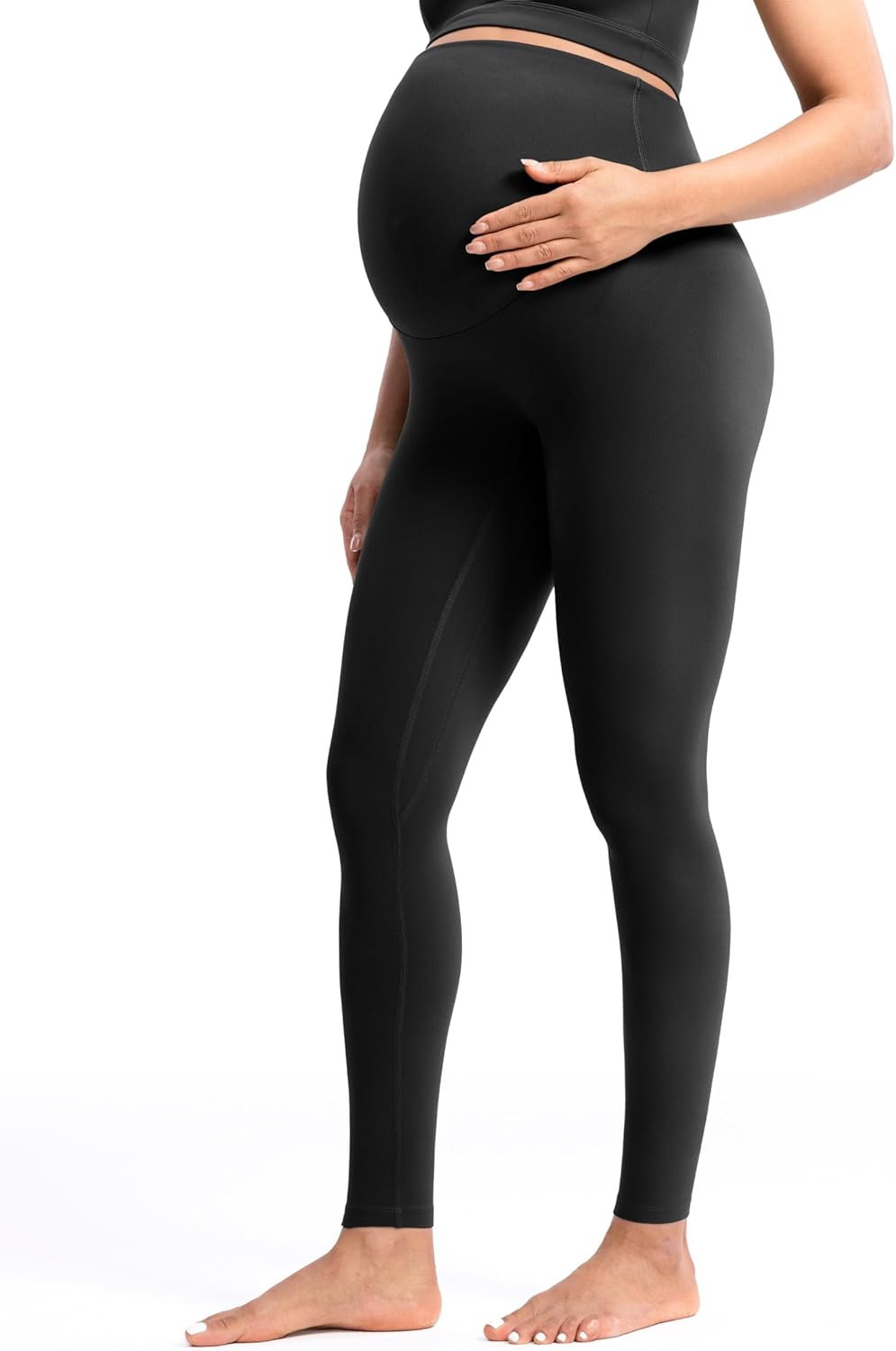 POSHDIVAH Women'S Creamluxe Maternity Leggings 25"/28" over the Belly Pregnancy Yoga Pants Active Workout Leggings