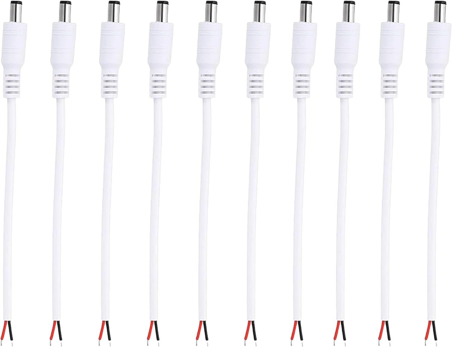 Clearhill 20Pcs (10Pcs Male+10Pcs Female) Power Connectors and 10Pcs Red and Black Wires,5.5Mm X 2.1Mm Power Jack Socket for 5-24V Led Strip,Camera Cable Wire Ends Plug Barrel Adapter