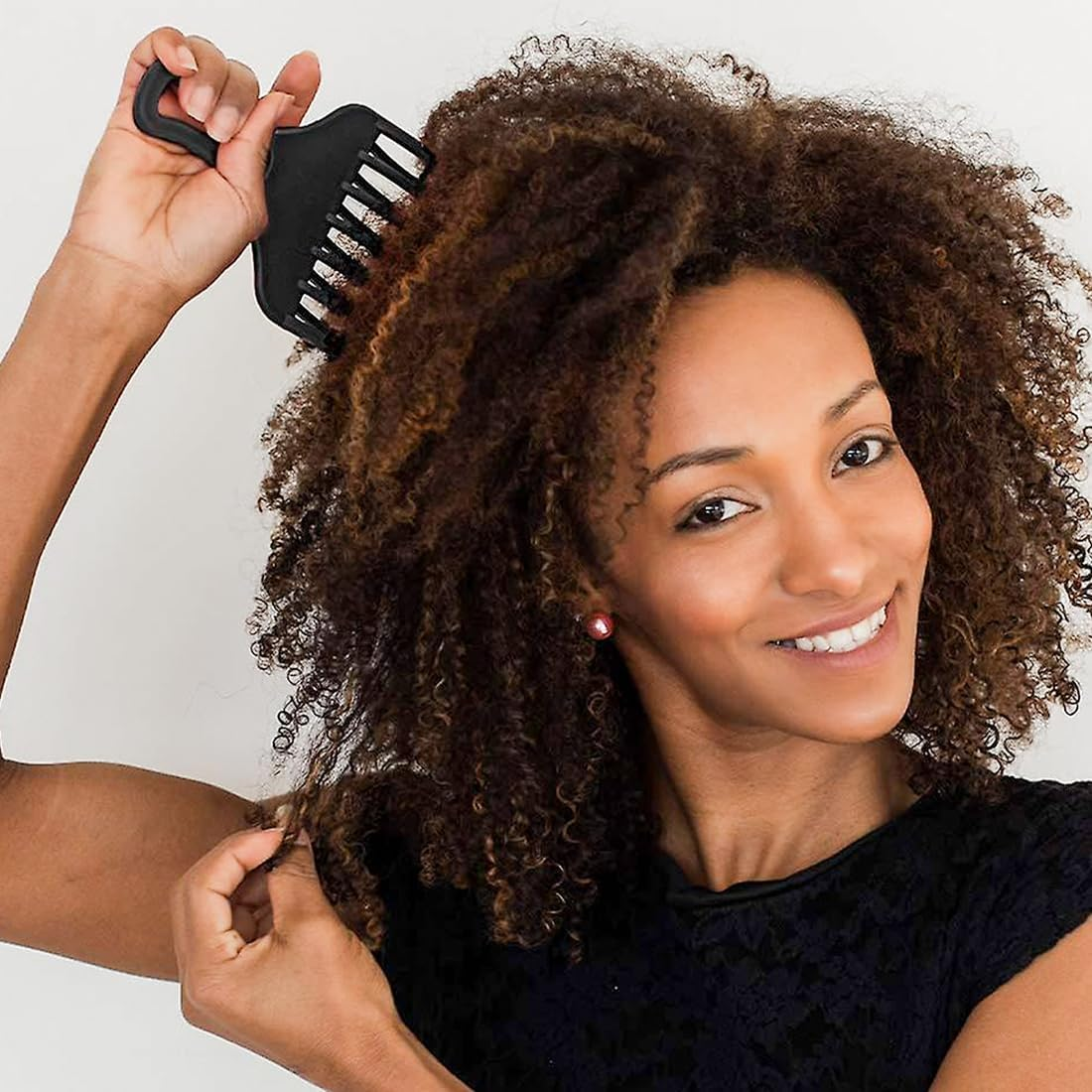 OUDQFCJ Finger Styler Afro Comb Coarse Hair Comb Plastic Comb Natural Curls Perm Strands image number 4