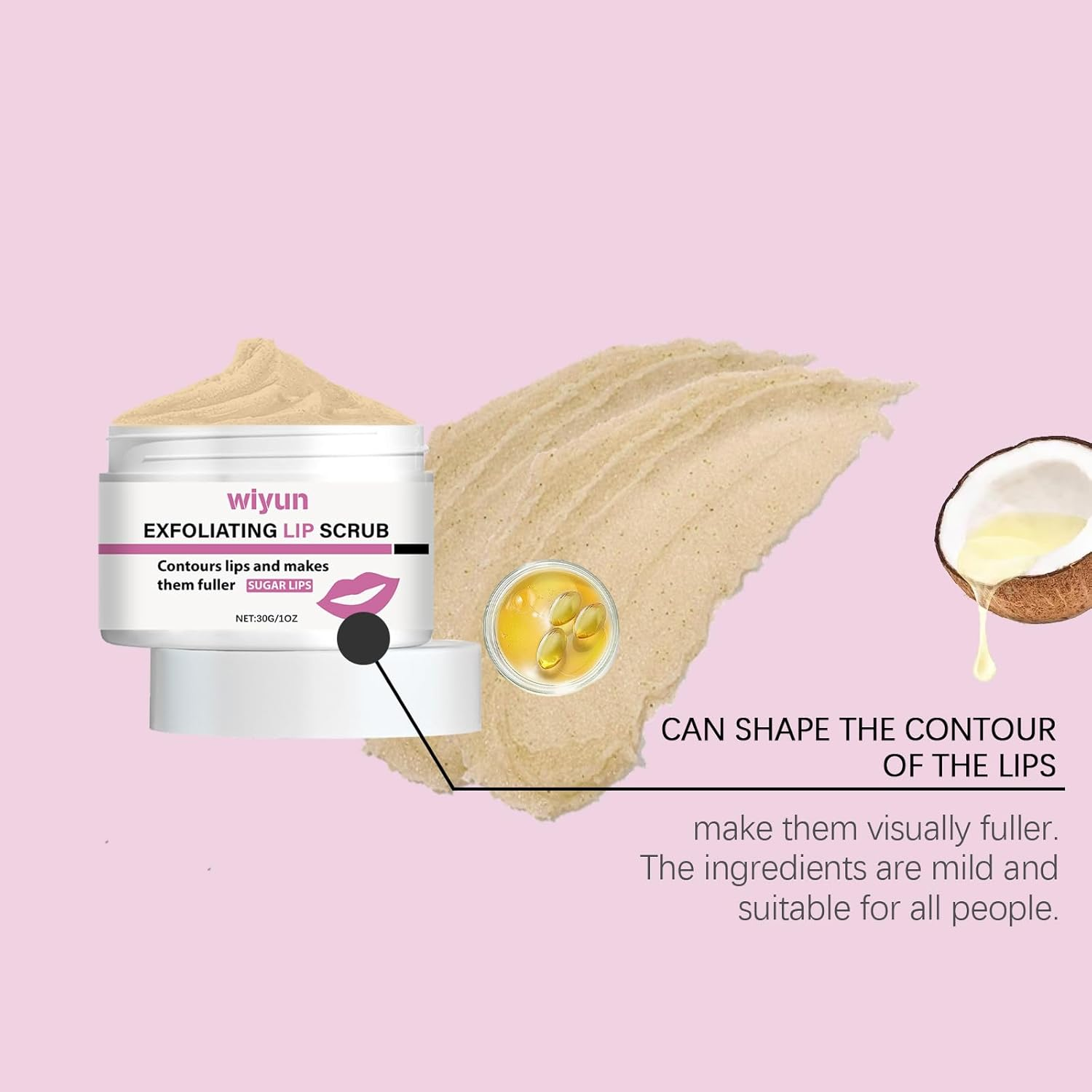 Exfoliating Lip Scrub, Lip Contouring, Ingredients Formulated to Be Gentle and Provide a Lightweight Feel with a Smooth, Non-Tacky Texture That Protects Lips from External Environmental Damage image number 4