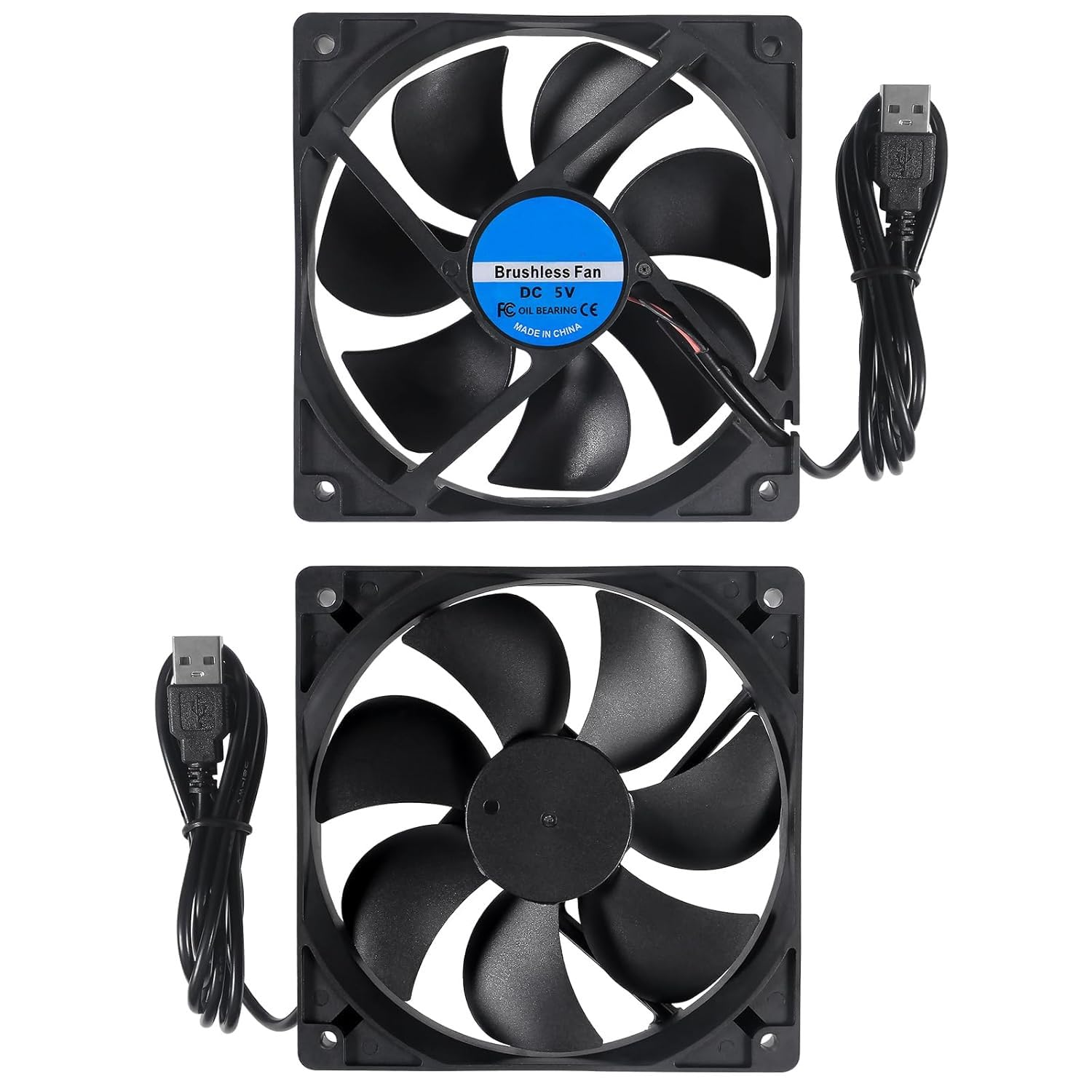 QCCAN 2Pcs 120Mm USB Fan 5V Brushless Cooling Fan, 2000 RPM High Speed Fan for Cooling DIY PC Computer Case 3D Printer CPU Coolers Radiators, Low Noise, Plug and Play image number 1