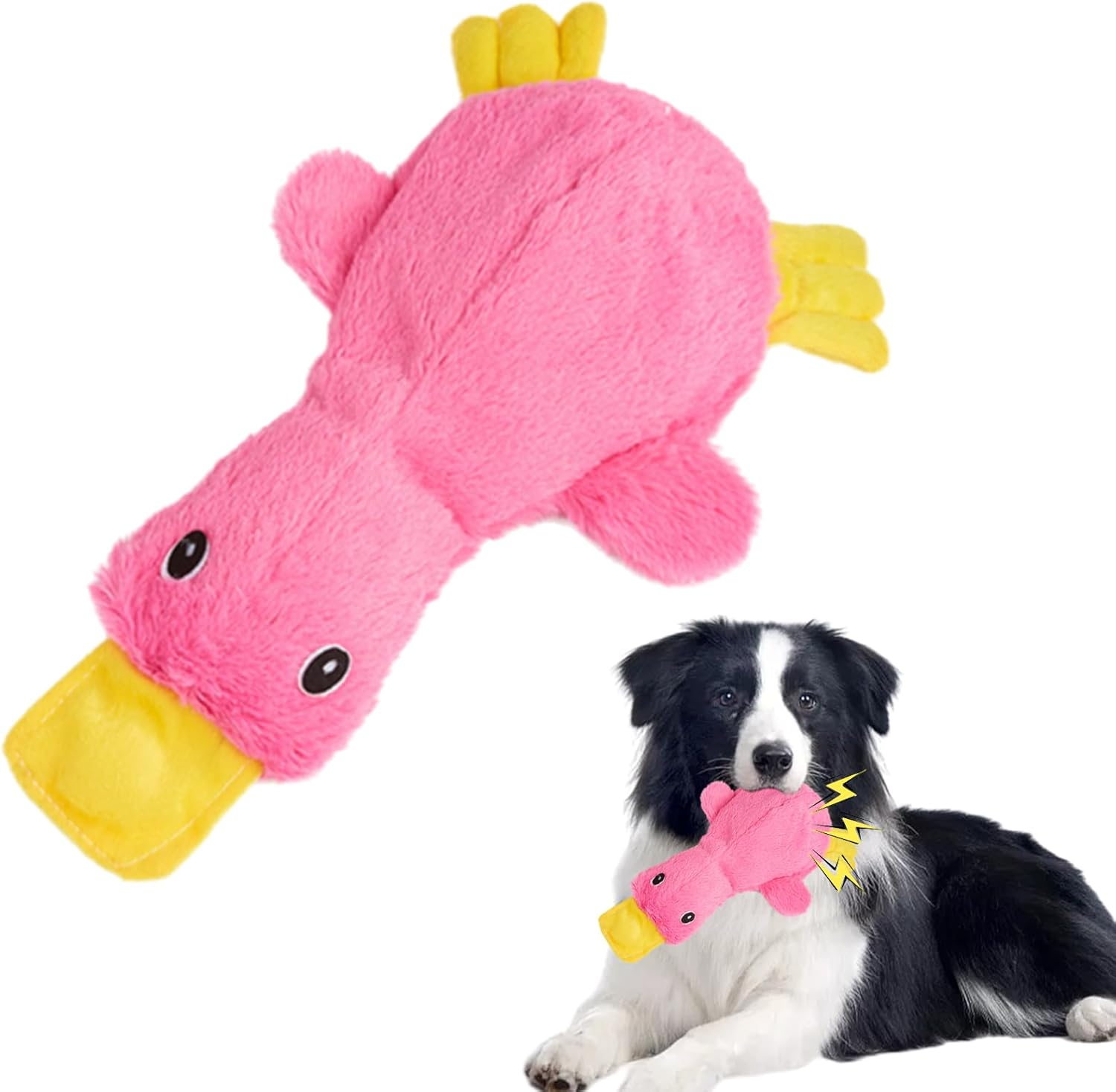 YSHIGUING Calming Duck Dog Toy for Indoor Puppy,Quack-Quack Duck Dog Toy,The Cute Dog Duck, Dogs Emotional Support Duck Pillow,Crinkle Squeaky Plush Stuffed Duck Dog Chew Toys,Birthday Gift (Blue)
