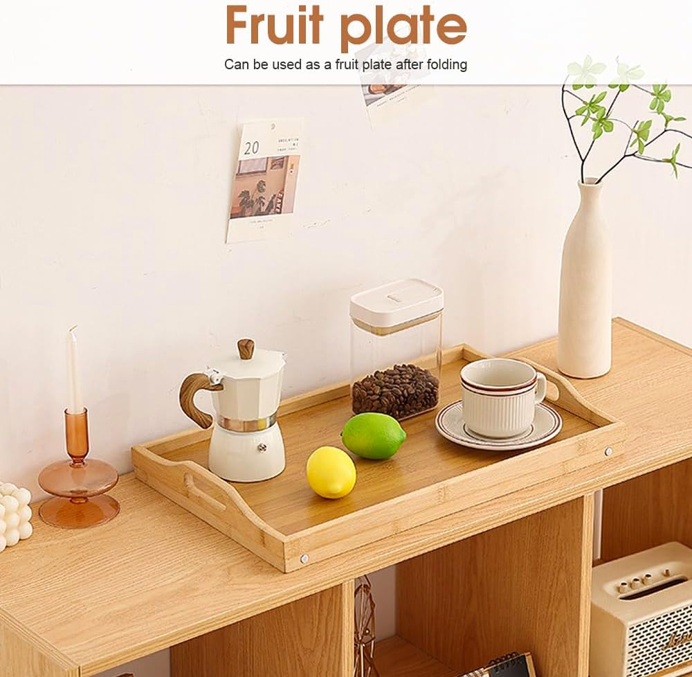 Clevinger Bamboo Bed Breakfast Tray, Breakfast Serving Table with Foldable Legs & Handles, Used as Laptop Computer Desk Snack Table TV Table,Snack Tray for Kids,Couples,Sofa,Eating,Working (1 Pack) - 2 Pack image number 3