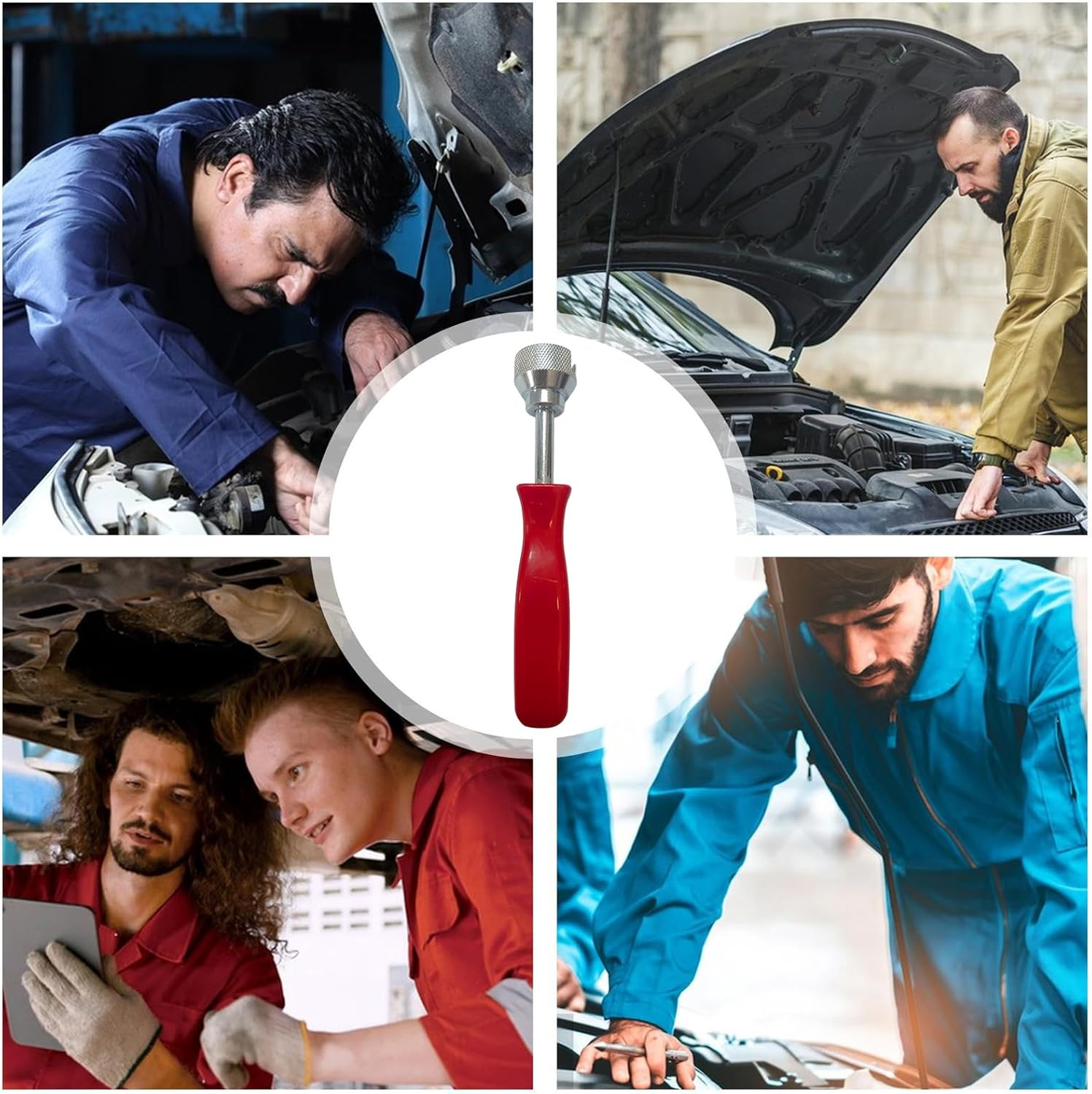 Brake Spring Compressor Tool - Brake Shoe Spring Tool | Car Drum Brake Repair Install Tool | Hold down Brake Spring Washer Tool | Steel Versatile Brake Drum Tool with Ergonomic Handle - Red image number 5