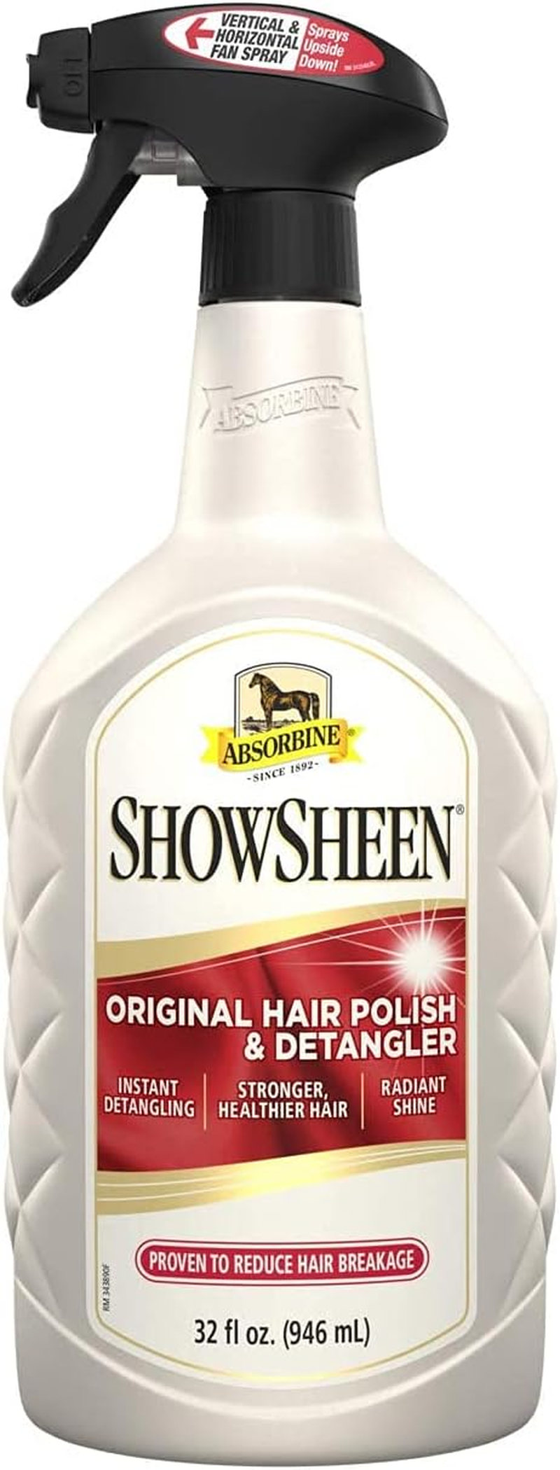 Absorbine, Showsheen Showering Shine Original Hair Polish & Detangler Spray, 32 Fl Oz, White