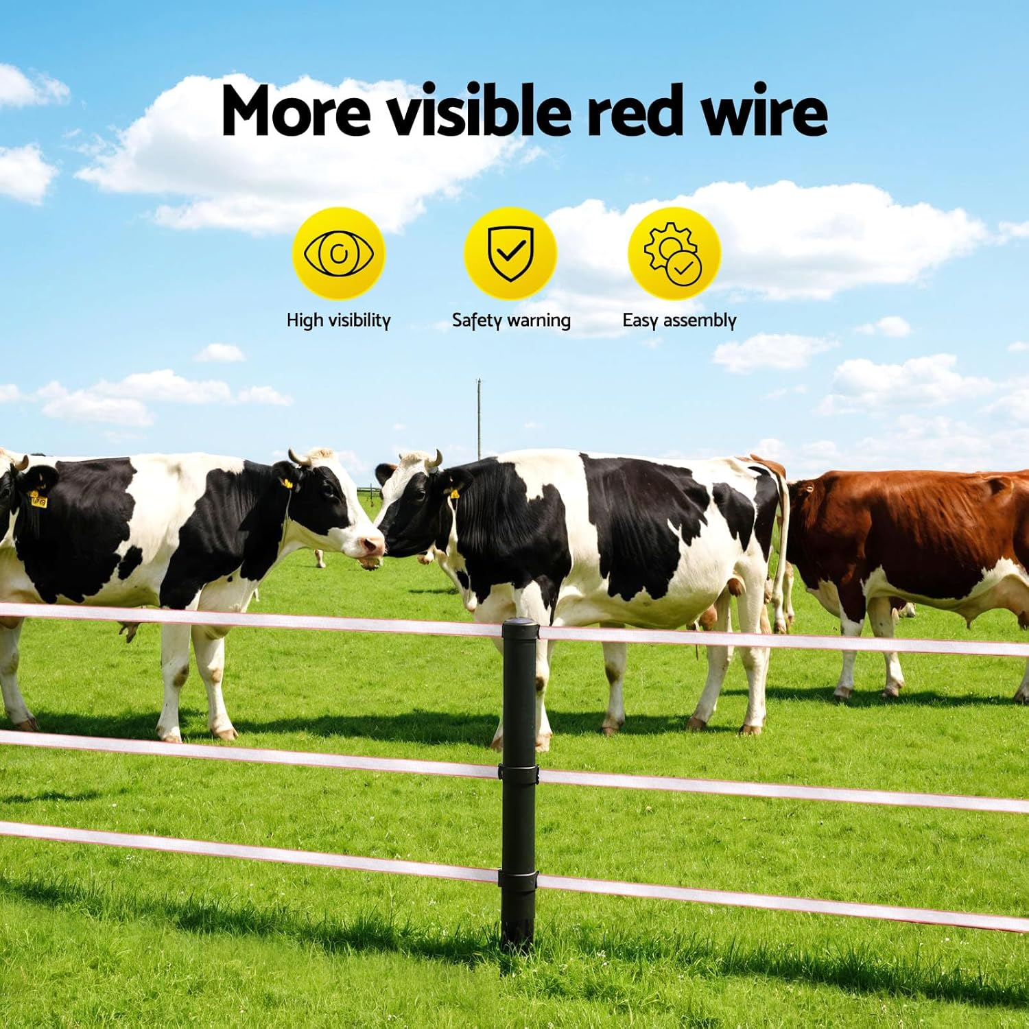 Giantz Electric Fence Tape 40Mm Polytape 400M Electric Fence Wire for Farm Animal Control Red White High Visibility image number 5