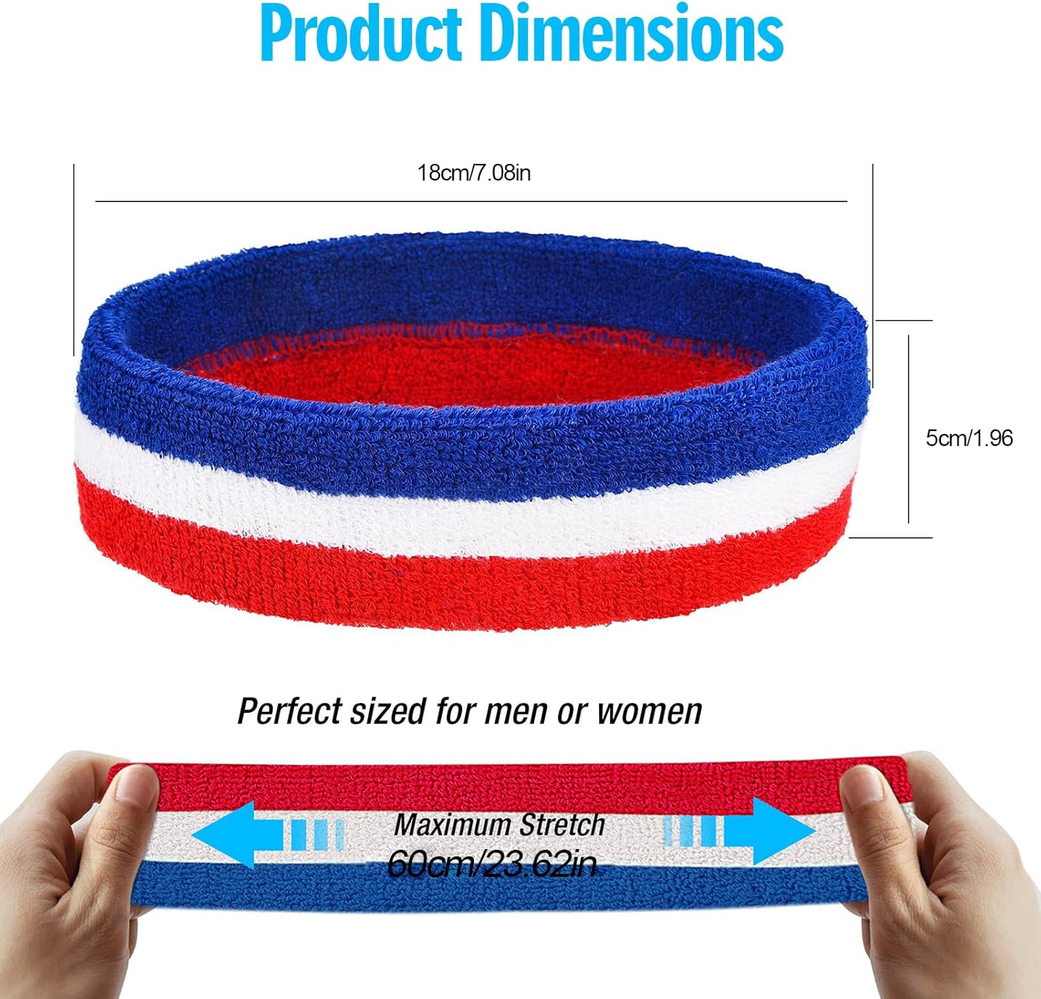 Trrtdo 3PCS Unisex Sports Sweatband Set- Athletic Head Sweatband Wristbands for Men Women Ideal for Gym Workouts Basketball Tennis Soccer Baseball Running More image number 4