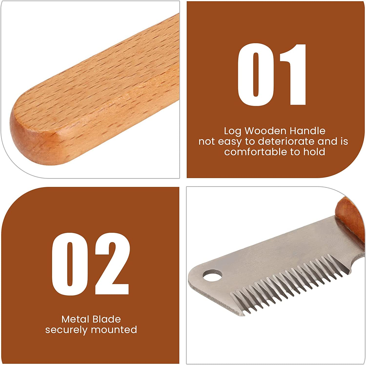 Dog Stripping Knife, Strong Durable Wooded Handle Dog Grooming Stripping Knife Metal Blade for Horses for Cats image number 6