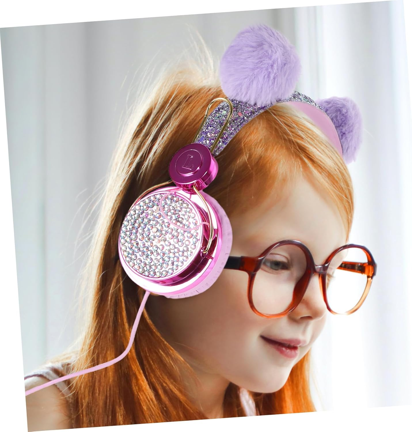 MERRYHAPY Kids Cartoon Plush Ear Headphones for Boys and Girls Adjustable Volume Limiting On-Ear Headset for Travel Random Color Design