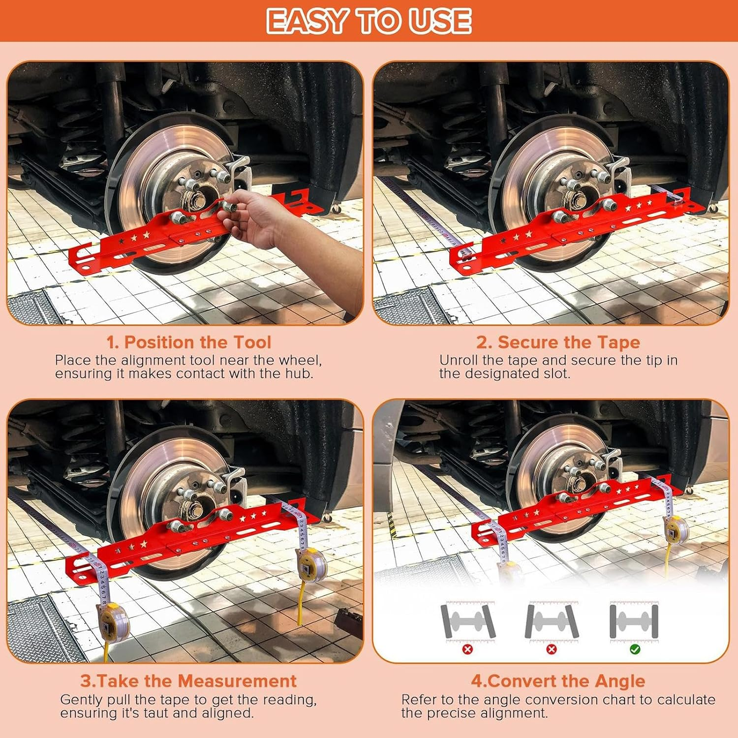 Automotive Alignment Tools, Precision Wheel Adjustment Plates, Accurate Alloy Steel Construction, Heavy Duty Design, 12.2X3.15X2.76 Inches for Car and Home Use image number 3