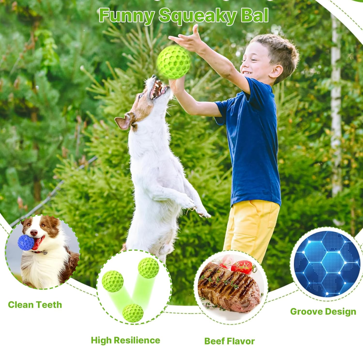 Velmoriah 2 PCS Indestructible Squeaky Dog Balls, Dog Chew Toys for Aggressive Chewers, Natural Rubber Interactive Dog Ball Toy for Large Dogs image number 6