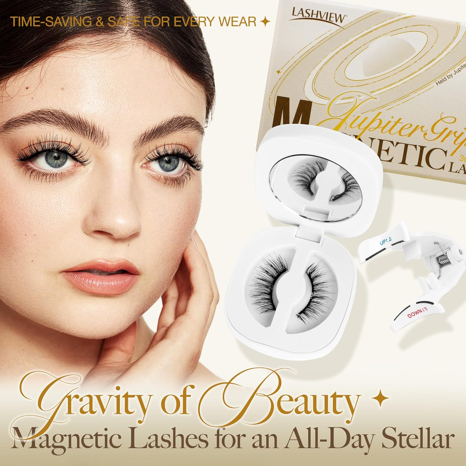 LASHVIEW Magnetic Eyelashes Natural Look, Reusable Manga Magnetic Lashes Kit with Applicator RCM01-DE-NEW image number 1