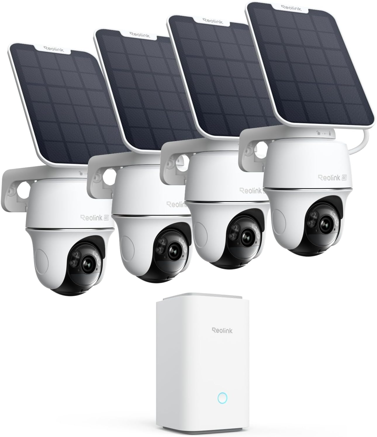 REOLINK 4K Solar Security Cameras Wireless Outdoor System, Color Night Vision, 360&deg; Pan Tilt Auto-Tracking, Smart Detection, 2.4/5Ghz Wifi, Encrypted Local Storage, Home Hub*4-Argus PT Ultra Kit image number 1