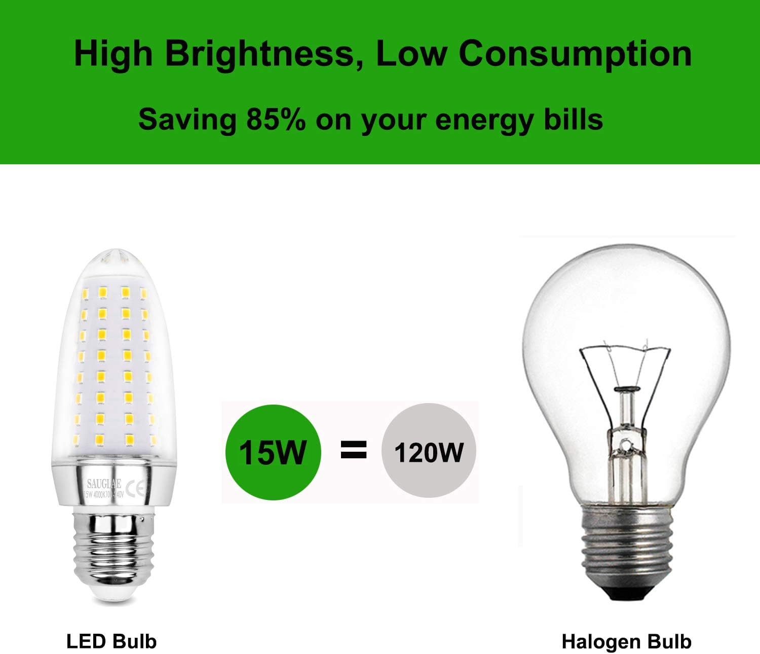 SAUGLAE 15W LED Light Bulbs, 120W Incandescent Bulbs Equivalent, 4000K Natural White, 1700Lm, E27 Large Edison Screw LED Lights, Pack of 3 image number 4