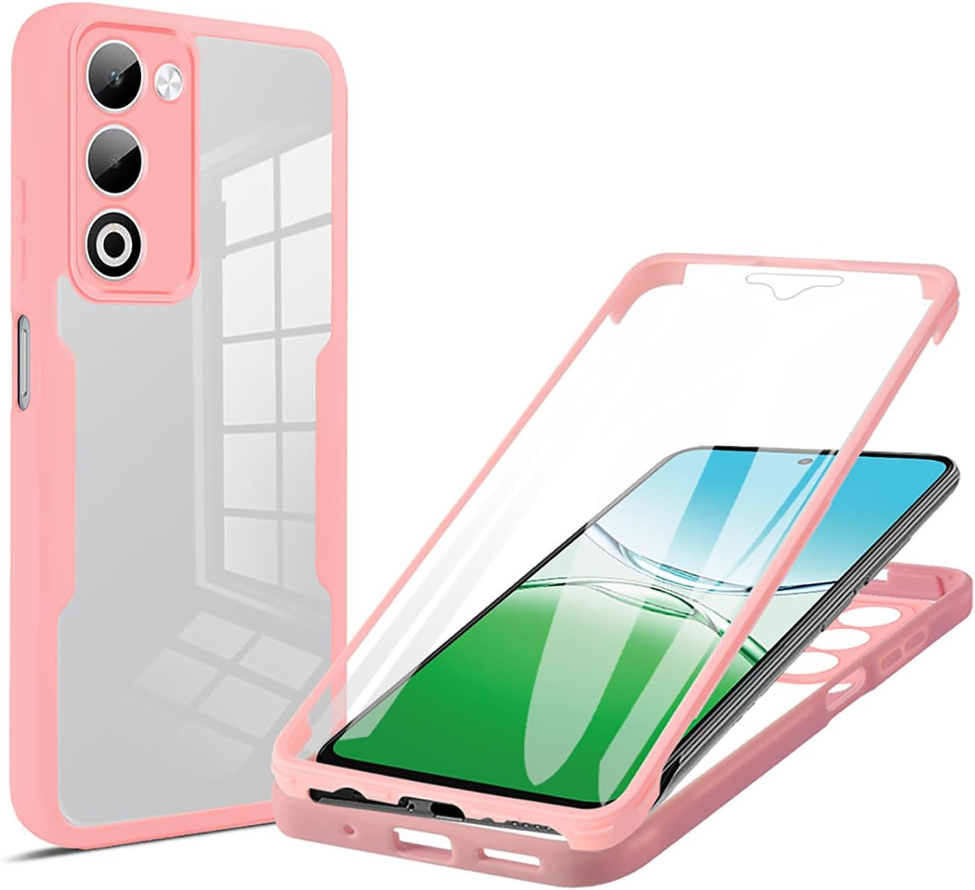 ILING Transparent Case for Oppo A5M / Oppo A5 5G/4G, 360 Degree Full Body Shockproof Protective Case with Built-In Screen Protector, Ultra Thin Hard PC Silicone TPU Mobile Phone Case (Black)