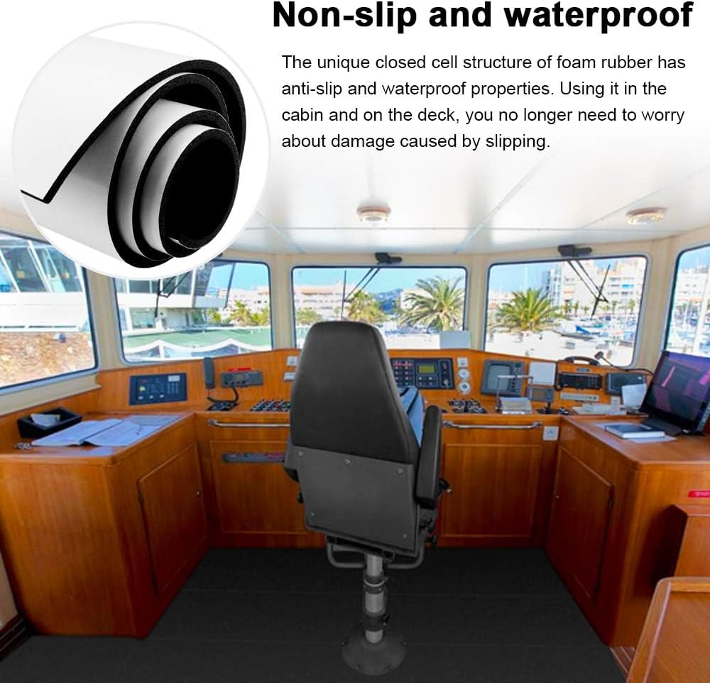 Foam Insulation Neoprene Sheets with Adhesive, 30Cm X 0.6Cm X 2.5M Multi-Function Soundproof Large Marine Closed Cell Neoprene Rubber Roll (Black) image number 6