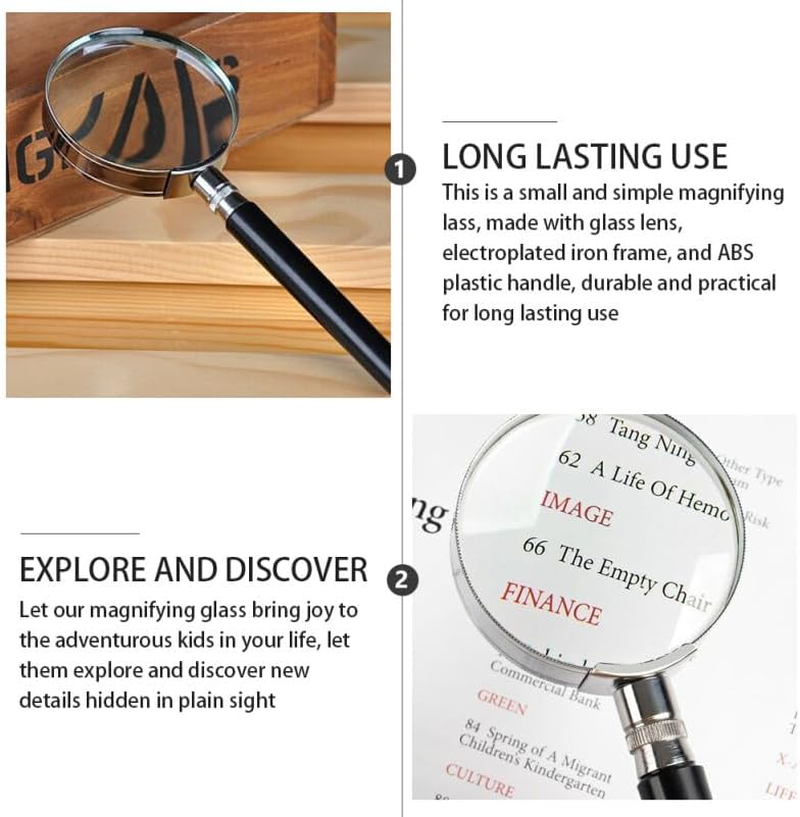 STOBOK Handheld Magnifying Glass for Seniors Lightweight Reading Magnifier for Jewelry Repair and Detailed Work Hobbies Crafts and Everyday Use image number 6