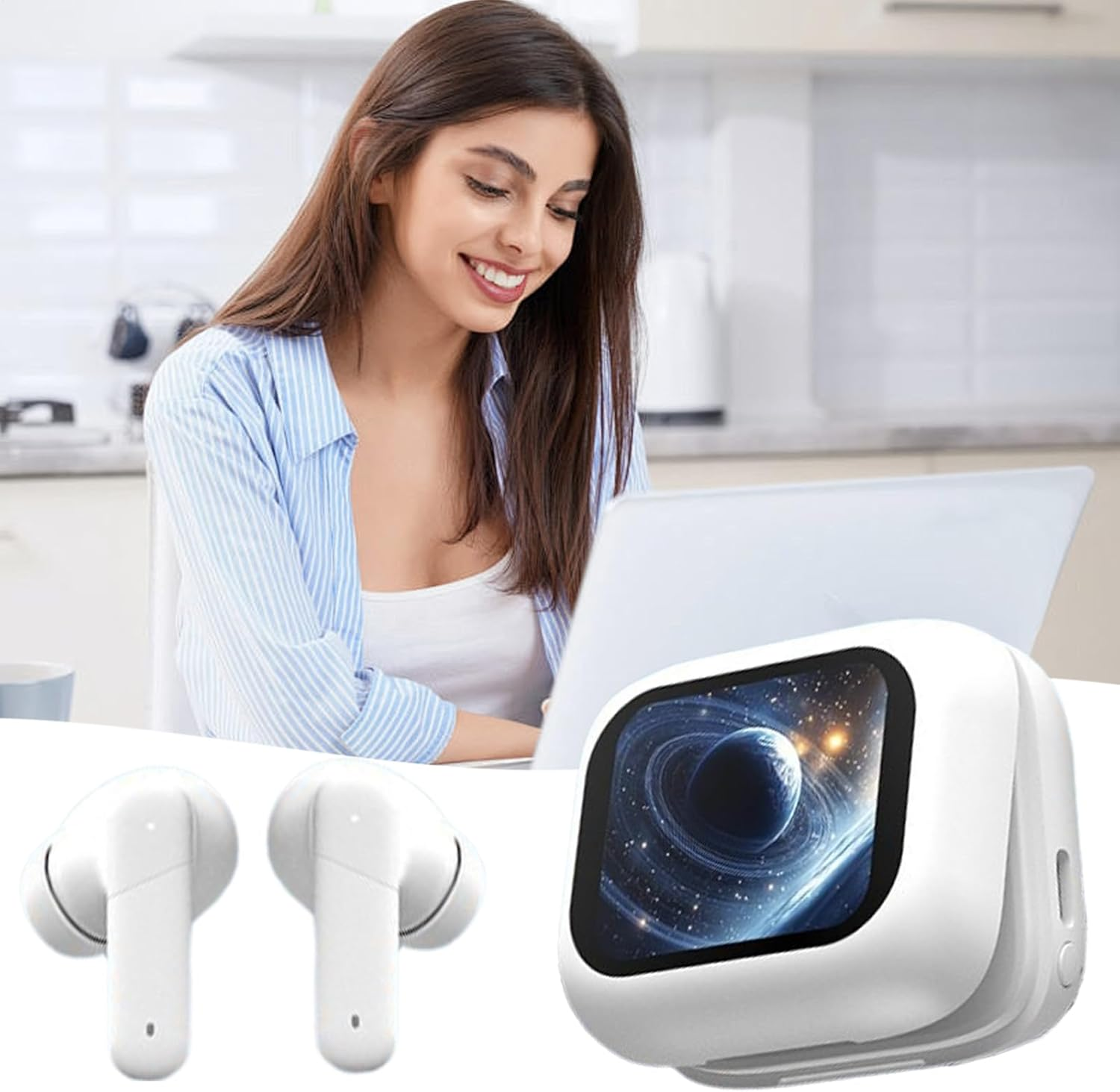 GEUGECY AI Translation Earbuds,Wireless LCD Touchscreen Earphones,Ai Translation Earbuds Real Time Headphones | for Men Women Travel Learning Business Trip Work Study College Sports Gym Indoor Outdoor image number 6