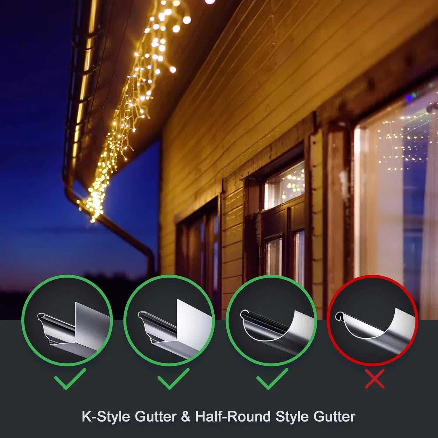 Holiday Light Clips Outdoor Light Clip Gutter Hook for Light, Christmas Light Clip Gutter Clip for Outdoor Light, Compatible with Icicle, Fairy, LED, Rope Lights &ndash; 100 Pieces, Plastic &ndash; Unron image number 1
