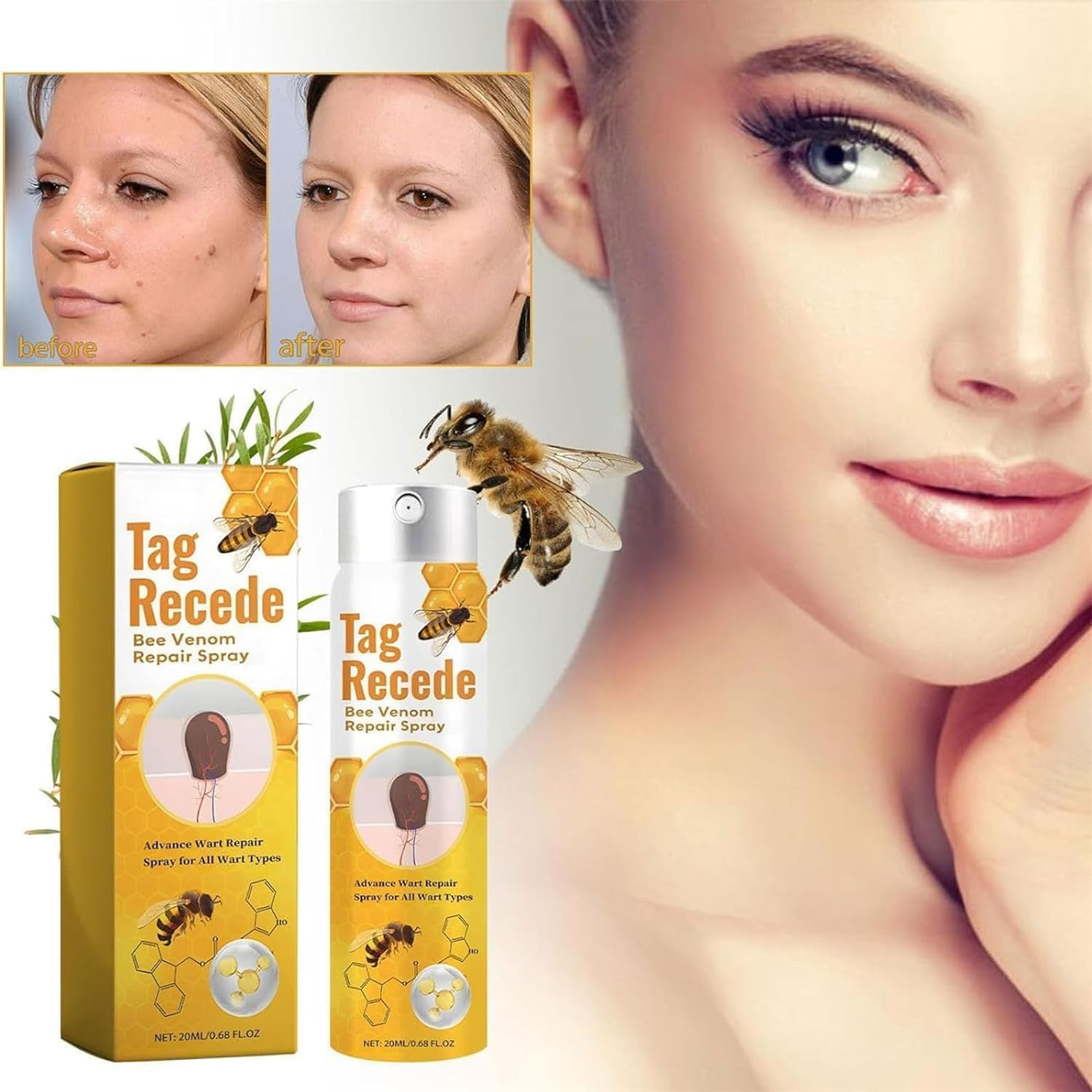 WAYAOFEI Tag Recede Bee Venom Spray,Tag Recede Bee Venom Spray for All Skin Types,20Ml/Pcs (1) image number 6