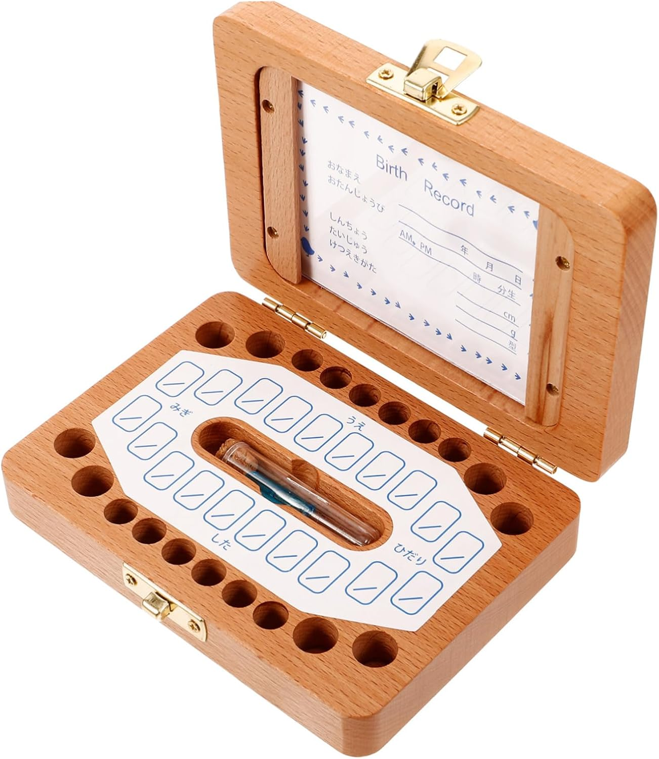 VICASKY First Tooth Keepsake Box Wooden Tooth Storage Organizer with Versatile Compartments for Boy Thoughtful Present for Showers Milestones image number 5