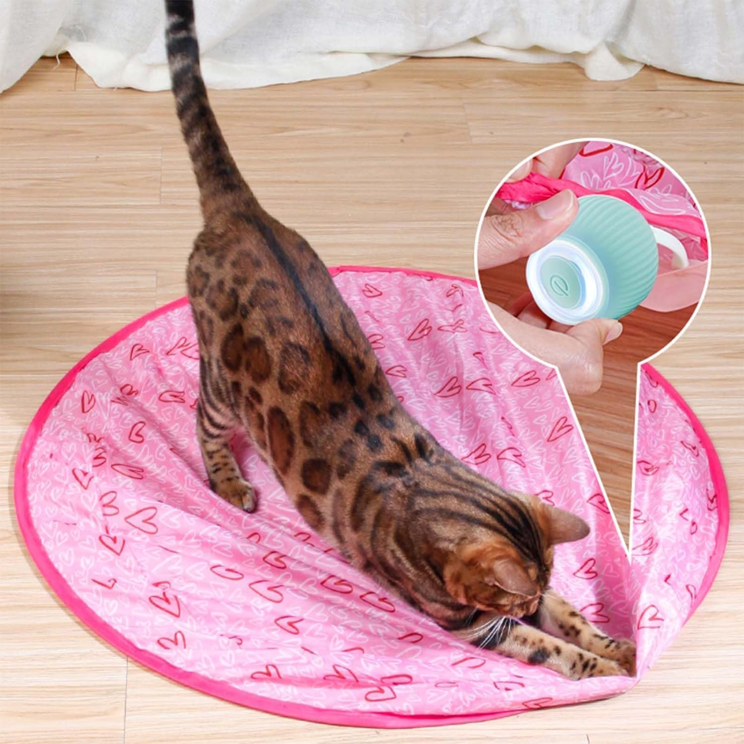 Simulated Interactive Hunting Cat Toy, Gertar Cat Toy, Interactive Cat Toy Ball, Automatic Moving Rolling Ball for Indoor Cats (Pink Mat+Ball) - 2Pcs,Ball image number 7