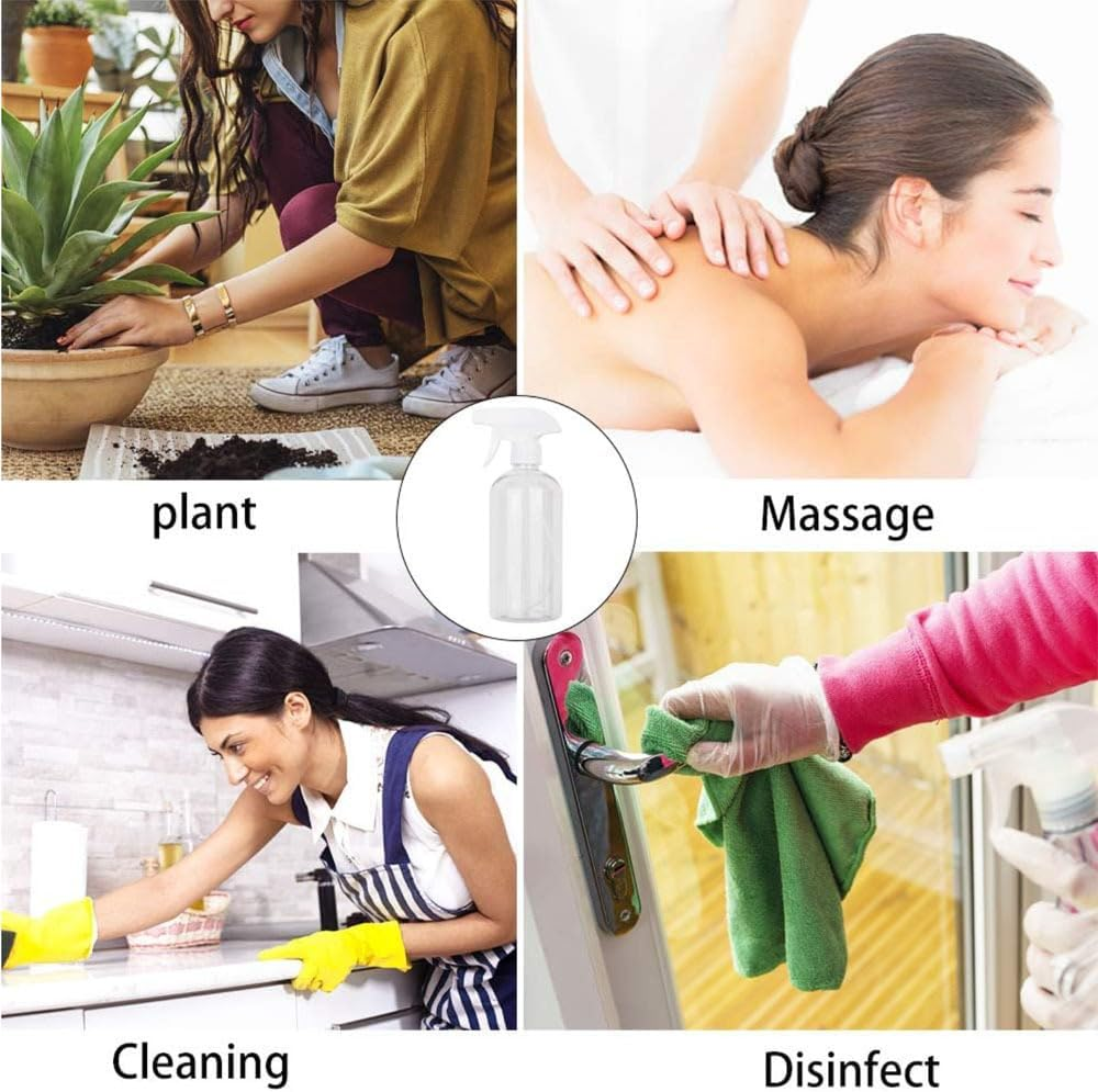 Plastic Spray Bottles - 200ML Empty Spray Bottles for Cleaning Solutions,Pet, Essential Oils, Hair, Cooking - Mist/Stream Water Bottle (Clear, 200Ml) image number 2