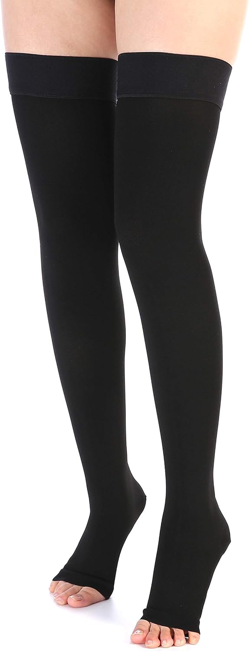 Leotruny Women Men 20-30 Mmhg Support Open Toe Thigh High Compression Stockings