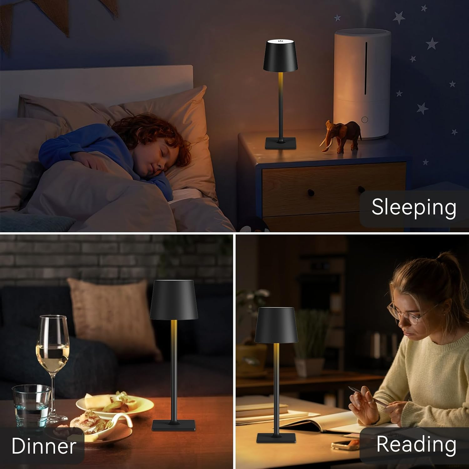 Yogaret 2 Pack Rechargeable Table Lamps,Cordless Lamp with 6000Mah Battery Operated, Portable Indoor/Outdoor Table Lamp for Patio Restaurant Home Dinner Dining Kitchen,Waterproof & Wireless - Blue image number 4