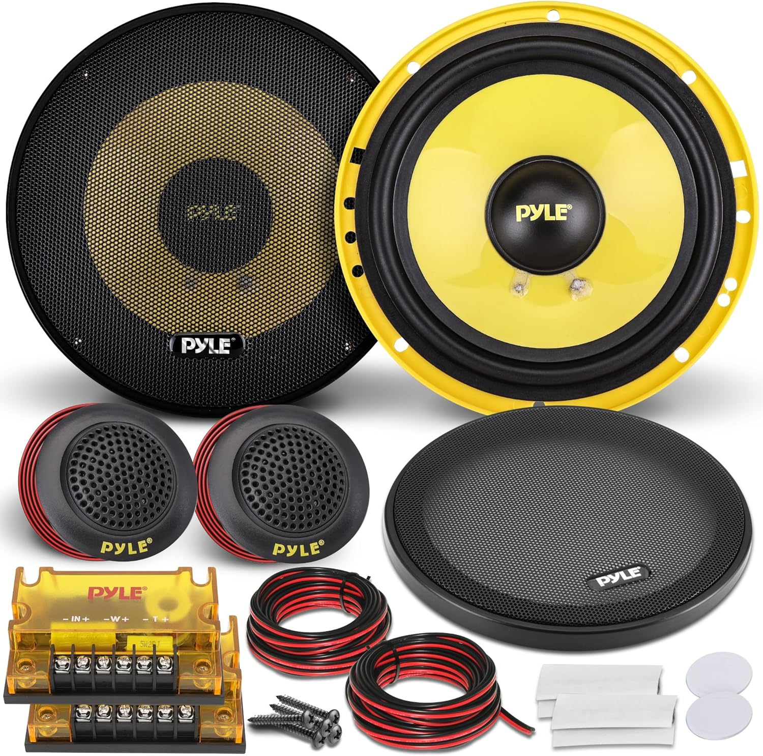 Pyle 2 Way Custom Component Speaker System - 6.5&rdquo; 400 Watt, with Electroplated Plastic Basket, Butyl Rubber Surround & 40 Oz Magnet Structure - Wire Installation Hardware Set Included