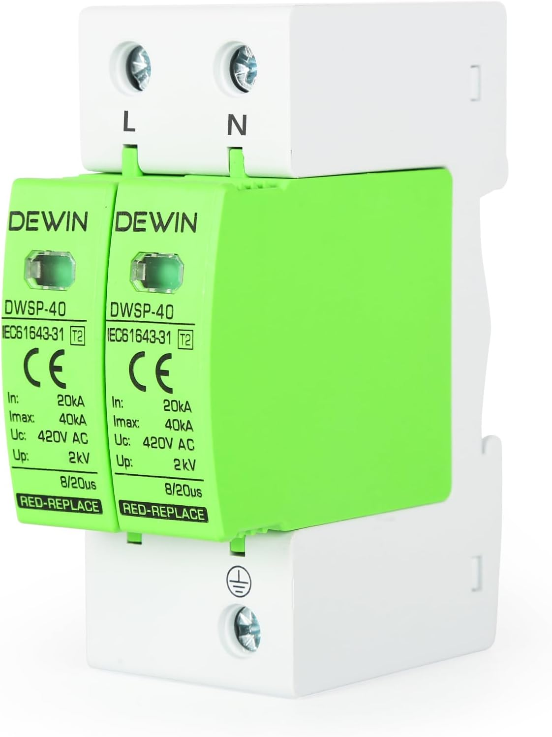 Victool Voltage Arrester Device, House AC 420V Low-Voltage Arrester Device, 35Mm DIN Rail Mounting (2P40KA)