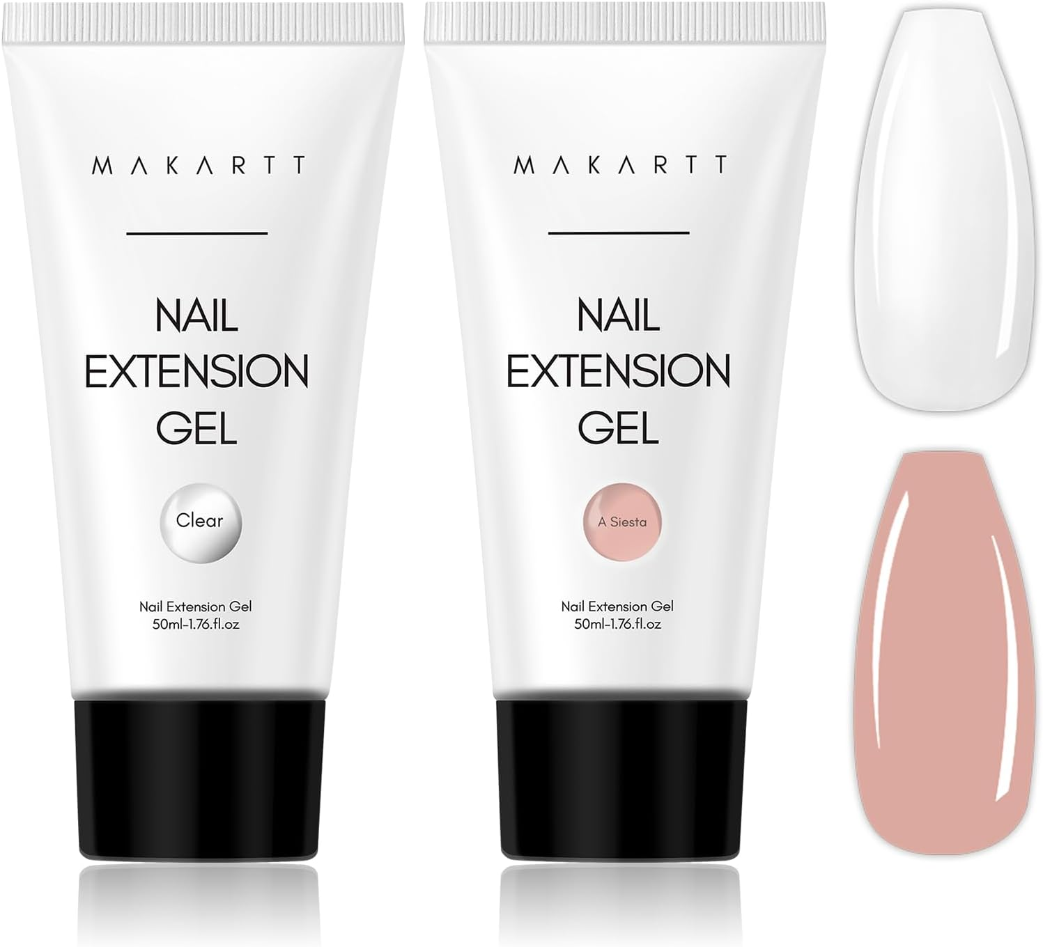 Makartt Poly Nail Gel Set Clear Nude Pink 2Pcs 50ML Gel Builder for Extension Natural-Looking Nail Strengthener 3D Diy Hard Gel Manicures Home Salon image number 2