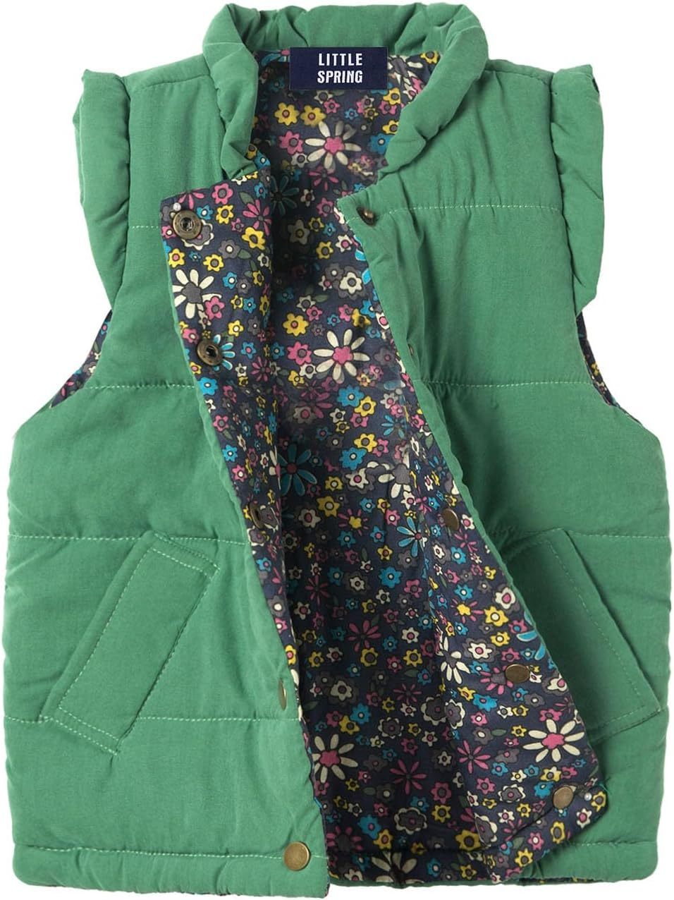 Littlespring Puffer Vest Faux Suede Quilted Lightweight Coat Vest 2-10 Years