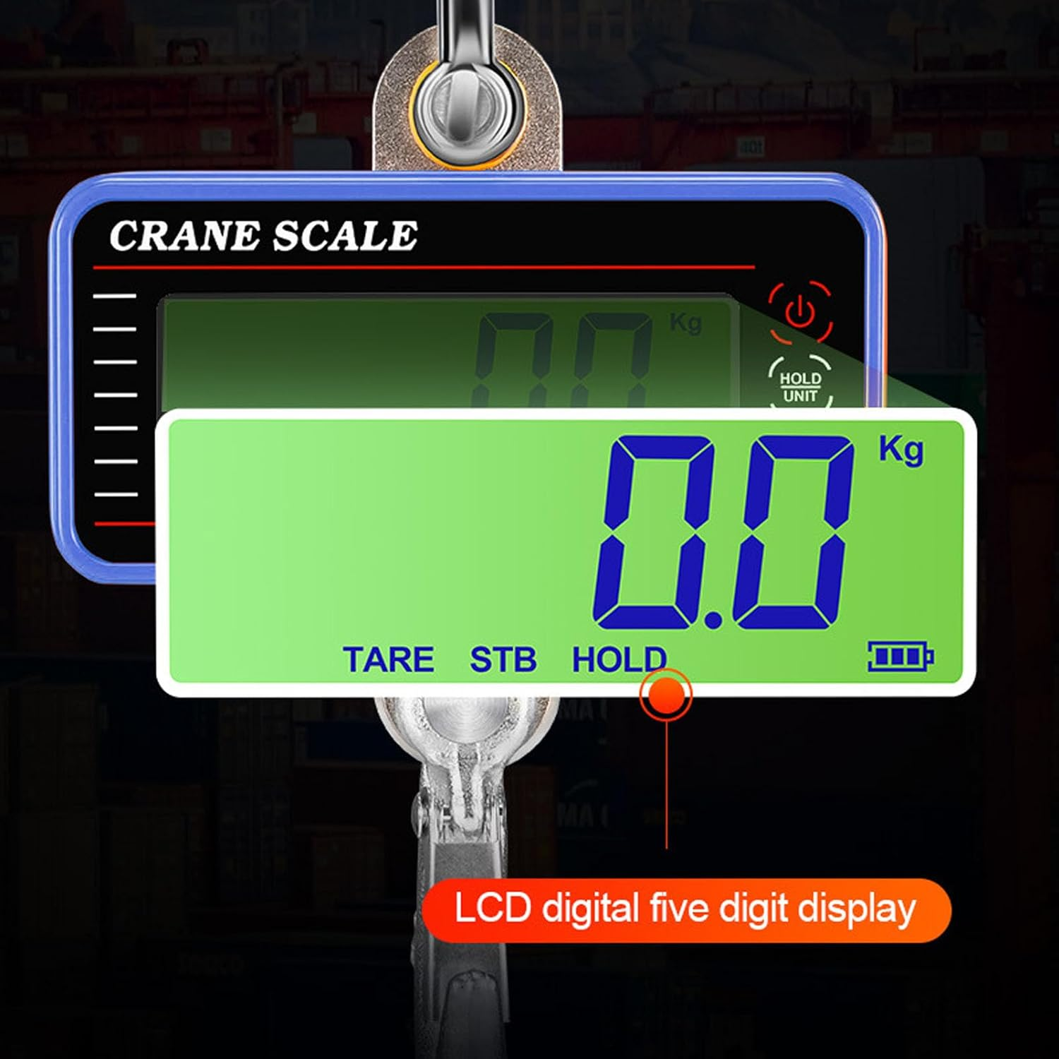 Electronic Crane Scale 1500Kg, High Accuracy Sensor LED Screen Portable Wireless Hanging Hook Scale for Factory Warehouse Dock Blue