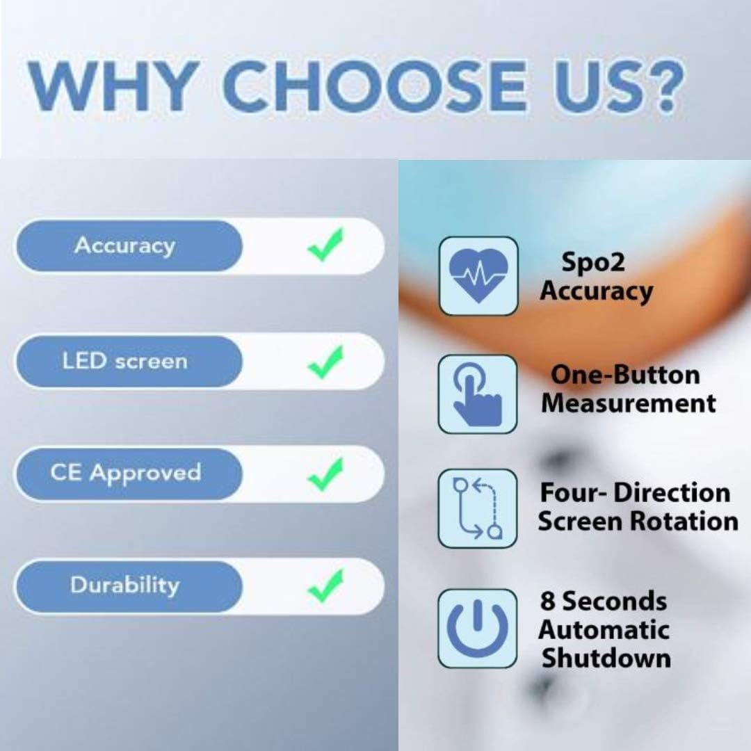 Finger Pulse Oximeter for Home Use Yunsye Portable Fingertip Blood Oxygen Saturation Monitor - Heart Rate Spo2 Level Meter - Oled Screen Sats Probe with Lanyard (White) image number 3