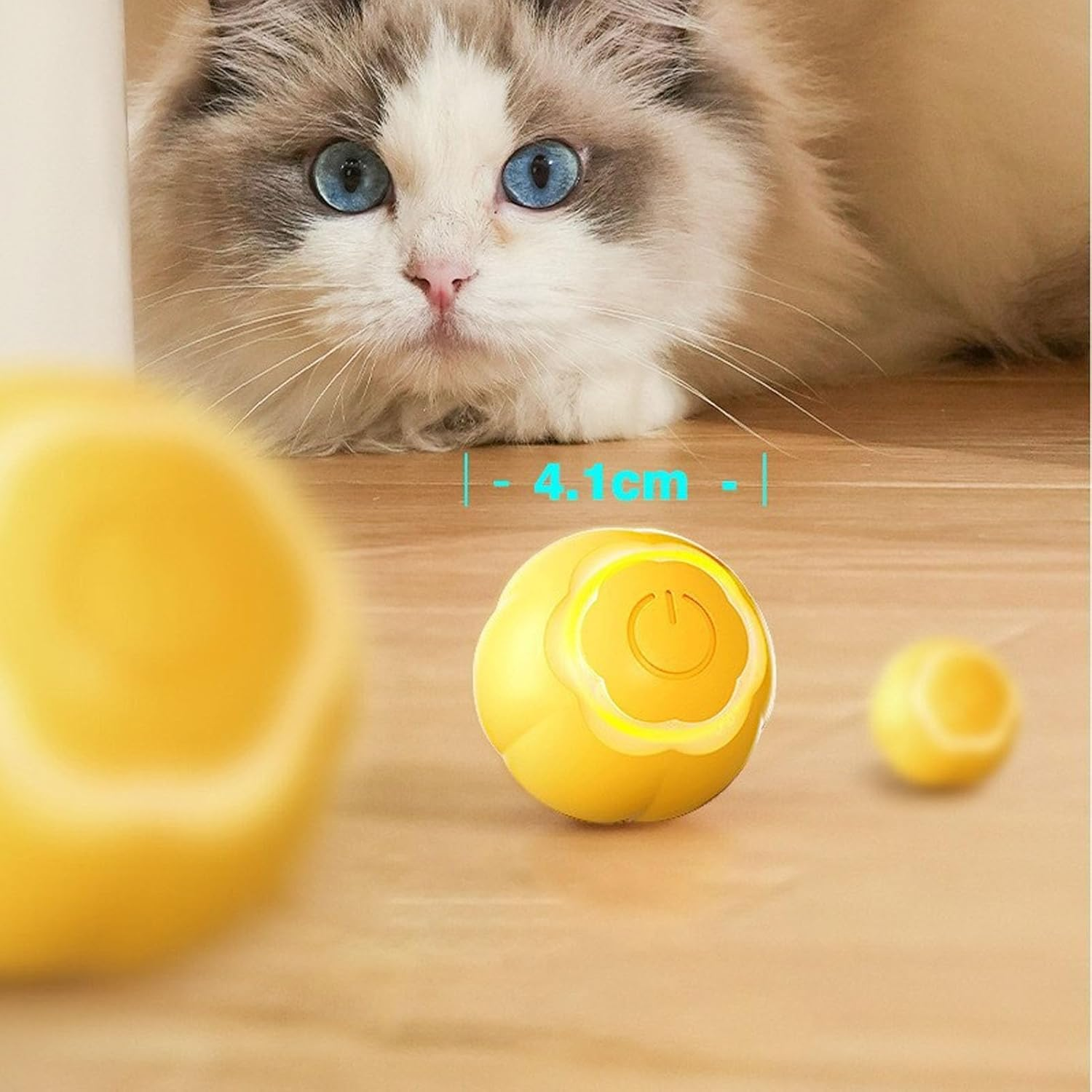 Smart Interactive Cat Ball Toy, Automated Rolling 360 Degree Rotating Moving USB Charging Cat Ball with LED Lights for Cat, Dog, Pet, Stimulate Instinct Chasing Ball (Yellow) image number 2