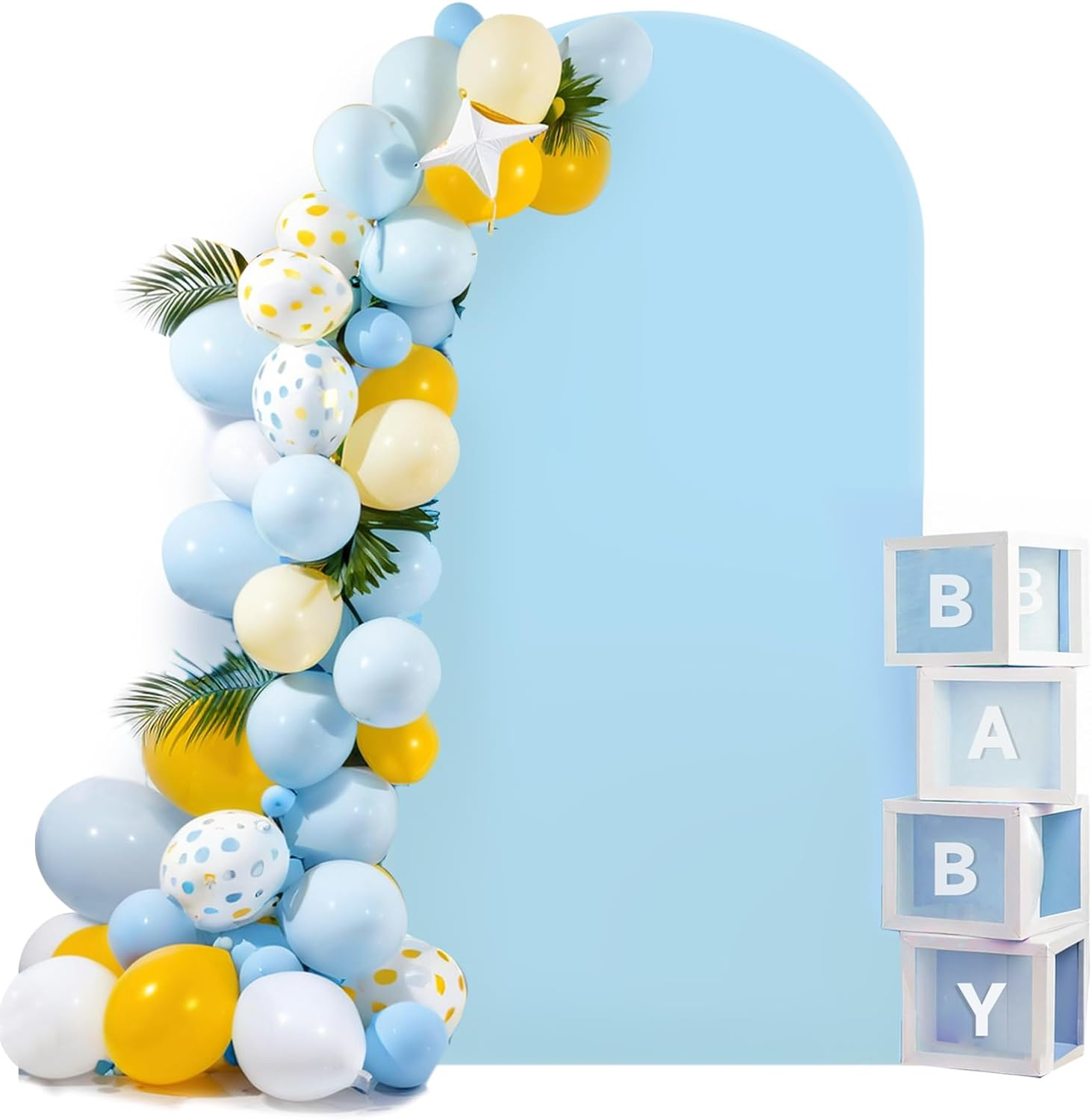 Hemmotop 6 Ft Black Arch Cover (No Arch Backdrop Stand), 2-Sided Spandex Arch Covers Stretchy Backdrop, for Wedding, Baby Shower, Birthday Party Decoration