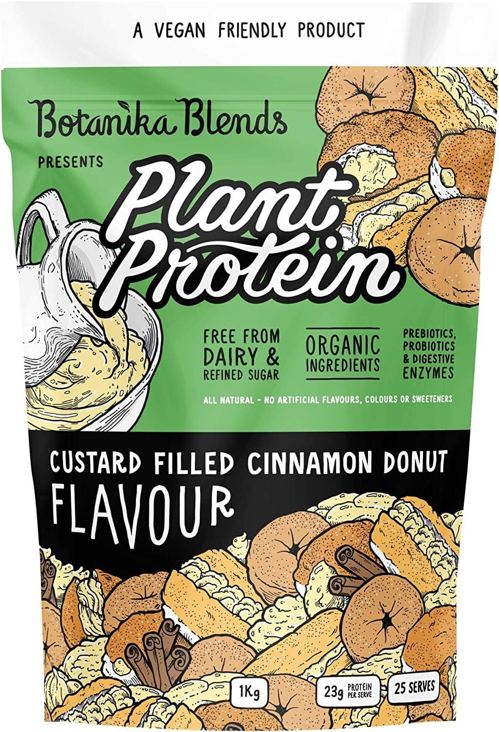 Botanika Blends Custard Filled Cinnamon Donut Flavor Plant Protein 1 Kg image number 2