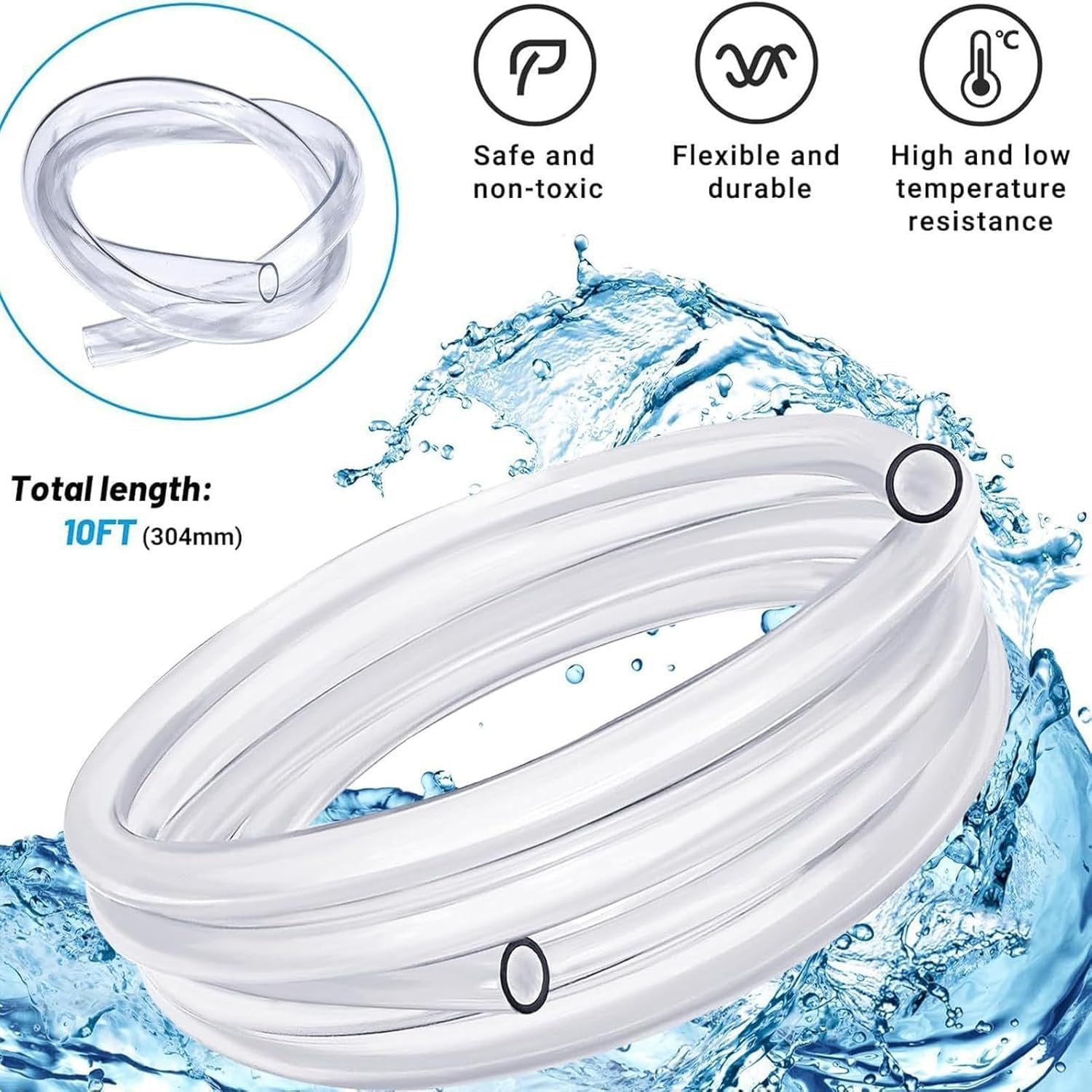 WADY 10Ft Air Conditioner Drain Hose, Dehumidifier Drain Hose, 3/5 Inch Portable AC Drain Hose Connector, Portable Air Conditioner Drain Hose, Air Conditioner Accessories with Hose Connector and Clamp image number 6