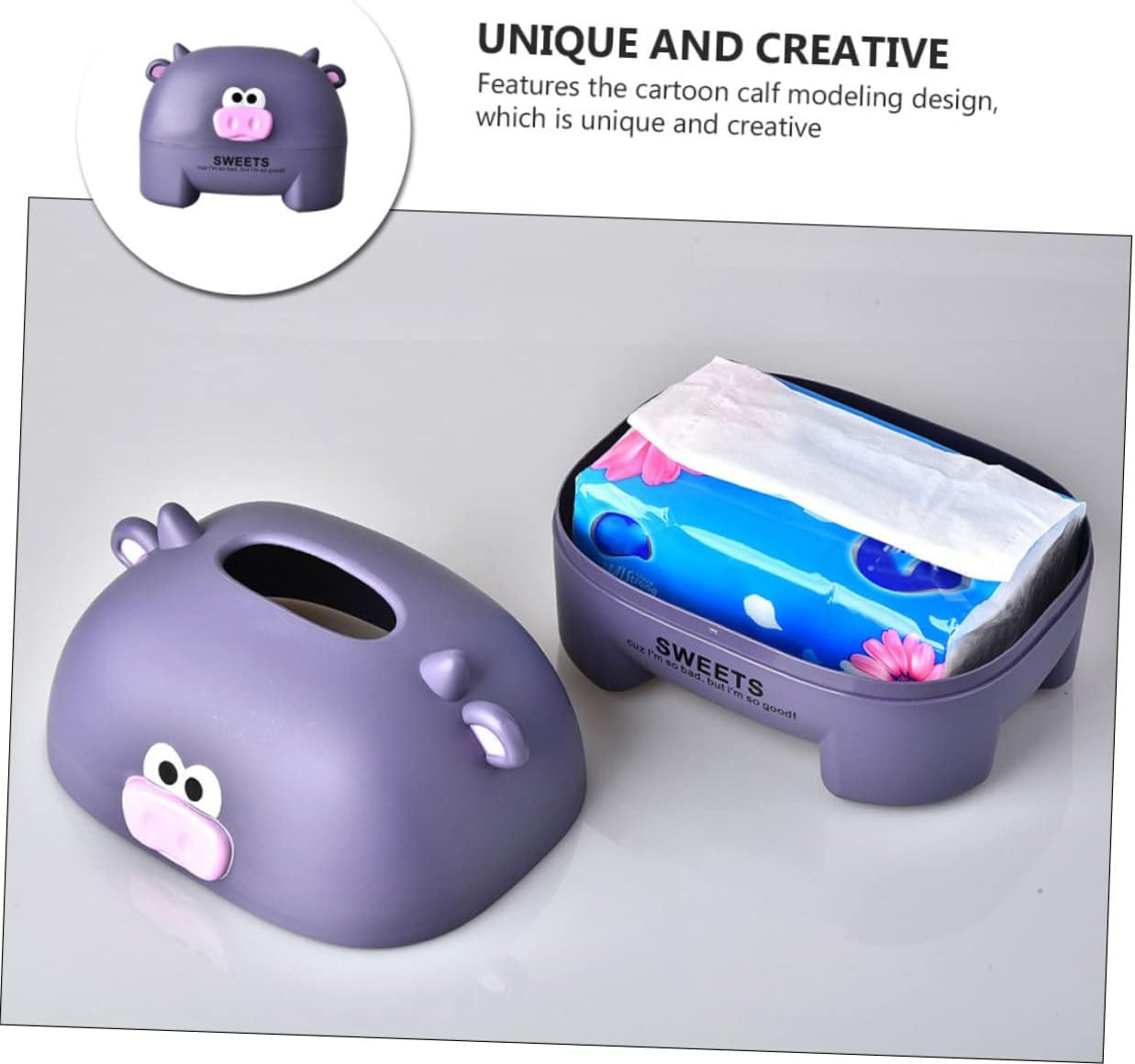 Cartoon Calf Tissue Holder Tissue Dispenser Box Easy Operation Container image number 3