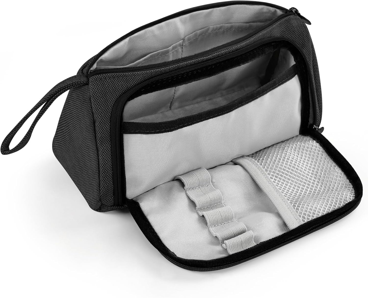 Mokani Big Capacity Pencil Case, Canvas Pen Pencil Pouch with Handle, Stationery Storage Cosmetic Bag Middle High School College Office Organizer for Students Girls Teens Adults, Gray