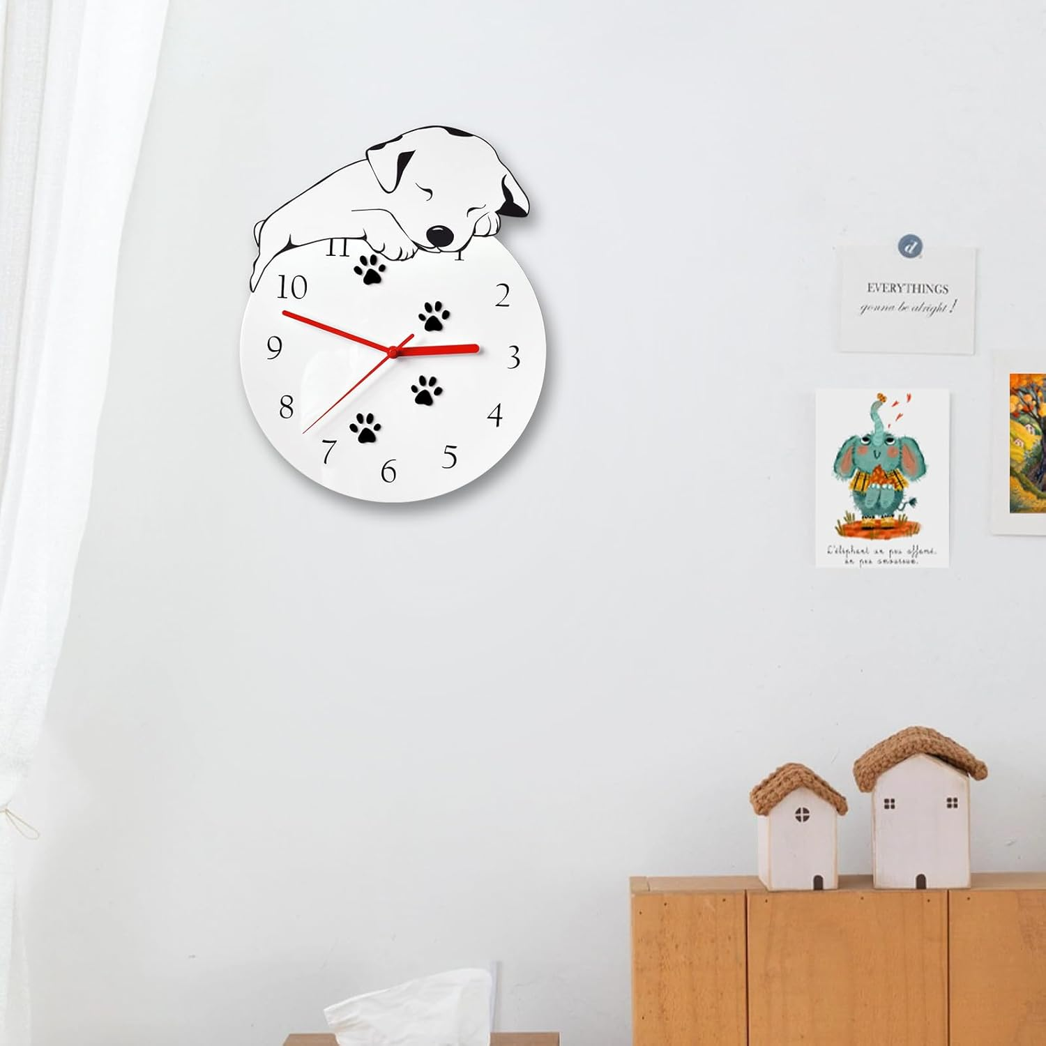 KOLYMAX 3D Cute Wall Clock Non-Ticking Silent Kids Room Decorative Clock with Unique Lovely Cartoon Shape - Puppy Dog 12Inch (White) image number 5