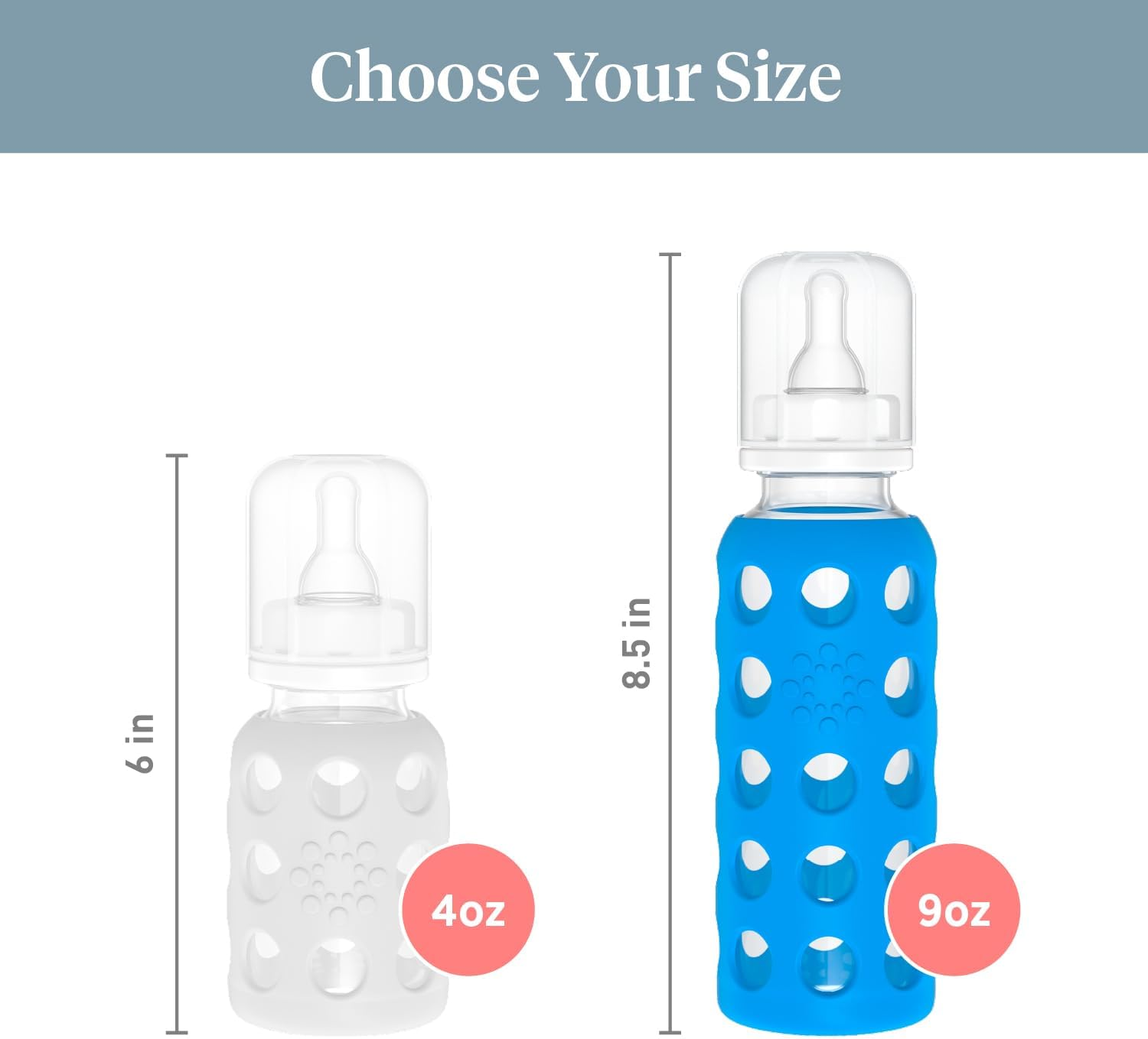 Lifefactory Glass Baby Bottle with Protective Silicone Sleeve, Cobalt, 265 Ml, 290 Grams image number 2