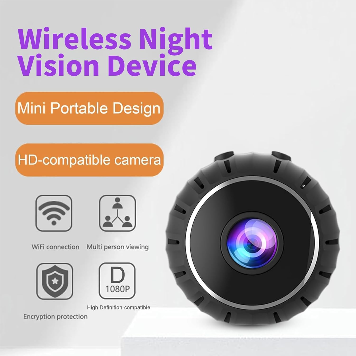 Wireless Security Camera with 360&deg; Rotation, Wifi Mini Camera with Motion Detection, Night Vision, Wide Angle Lens, Portable Baby Monitor & Home Office Surveillance Camera &ndash; Black image number 4