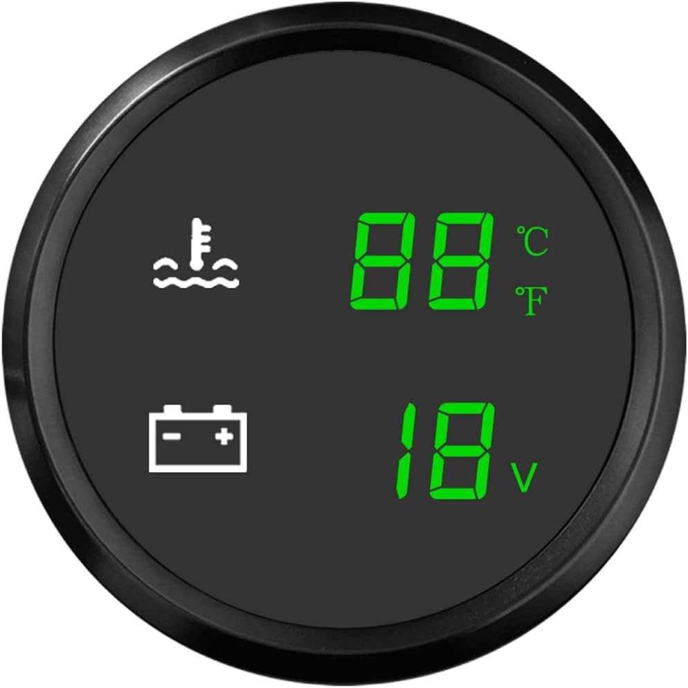 ELING Waterproof 2 in 1 Dual Gauge Water Level Holding Tank Level Alarm 9-32V for RV Vessels Yachts (WH, Black+Black) image number 2