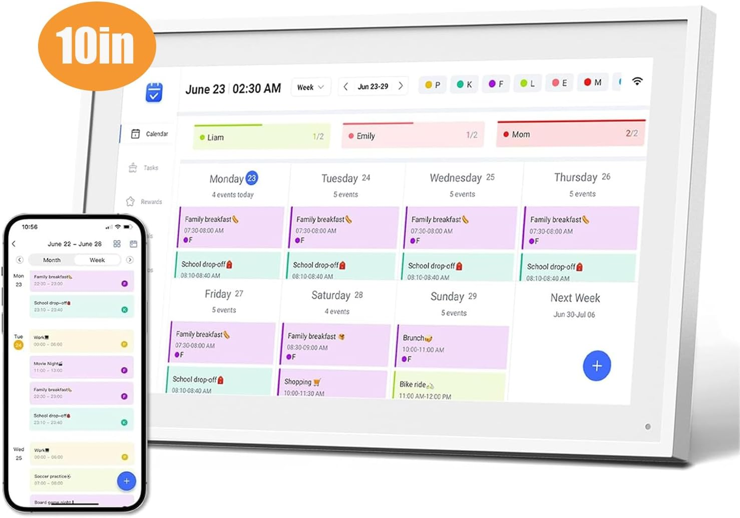 Digital Calendar 10.1Inch Smart Calendar & Full HD Chore Chart & Electronic Chart for Home, Smart WIFI Touchscreen Interactive Display for Family Schedules, Wall-Mounted (White, 10.1Inch) image number 1