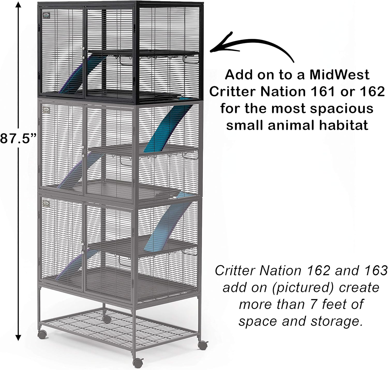 Midwest Homes for Pets Deluxe Critter Nation Add-On Unit Small Animal Cage (Model 163) - Compatible W/Critter Nation Models 161 & 162 image number 2