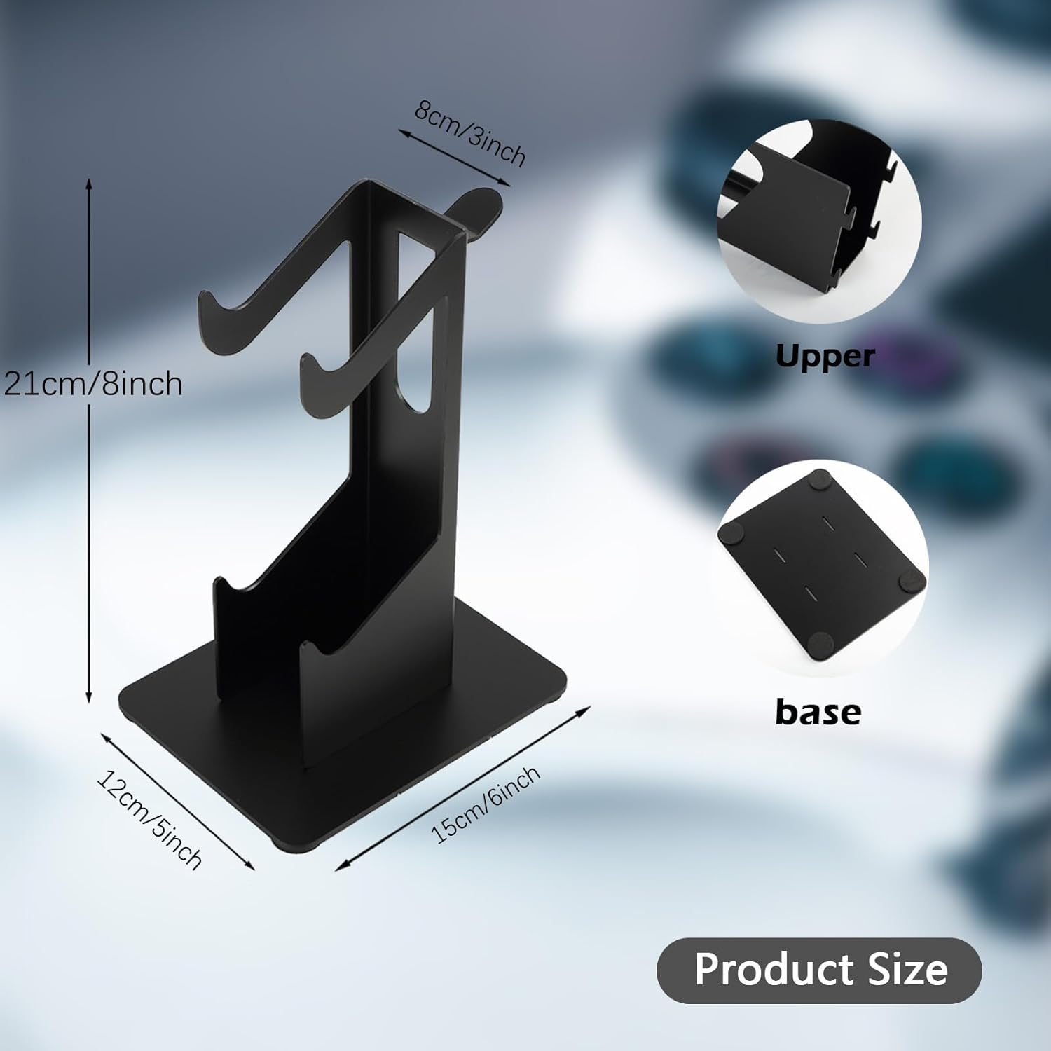 Controller Holder 3 Tier, Metal Controll Handle Grip and Headset Stand on Desktop, Stronger Snap-On Construction Hanger for All Universal Gaming PC Accessories image number 3